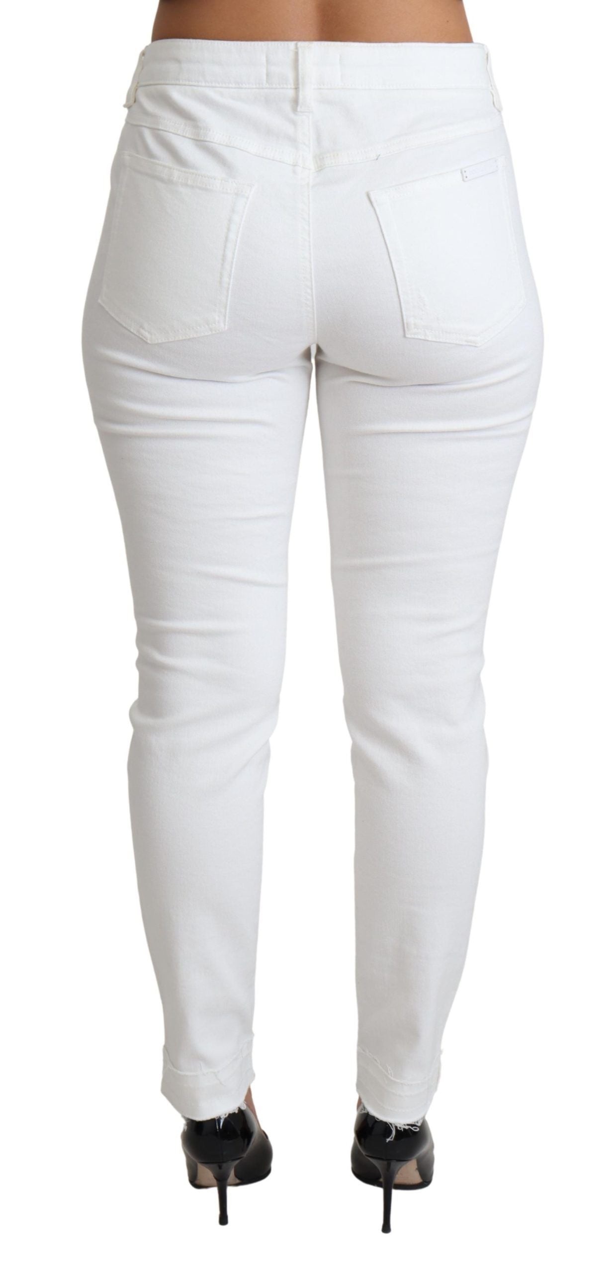 Dolce & Gabbana Weiße zerfledderte Skinny Denim Baumwoll-Stretch-Jeans-3