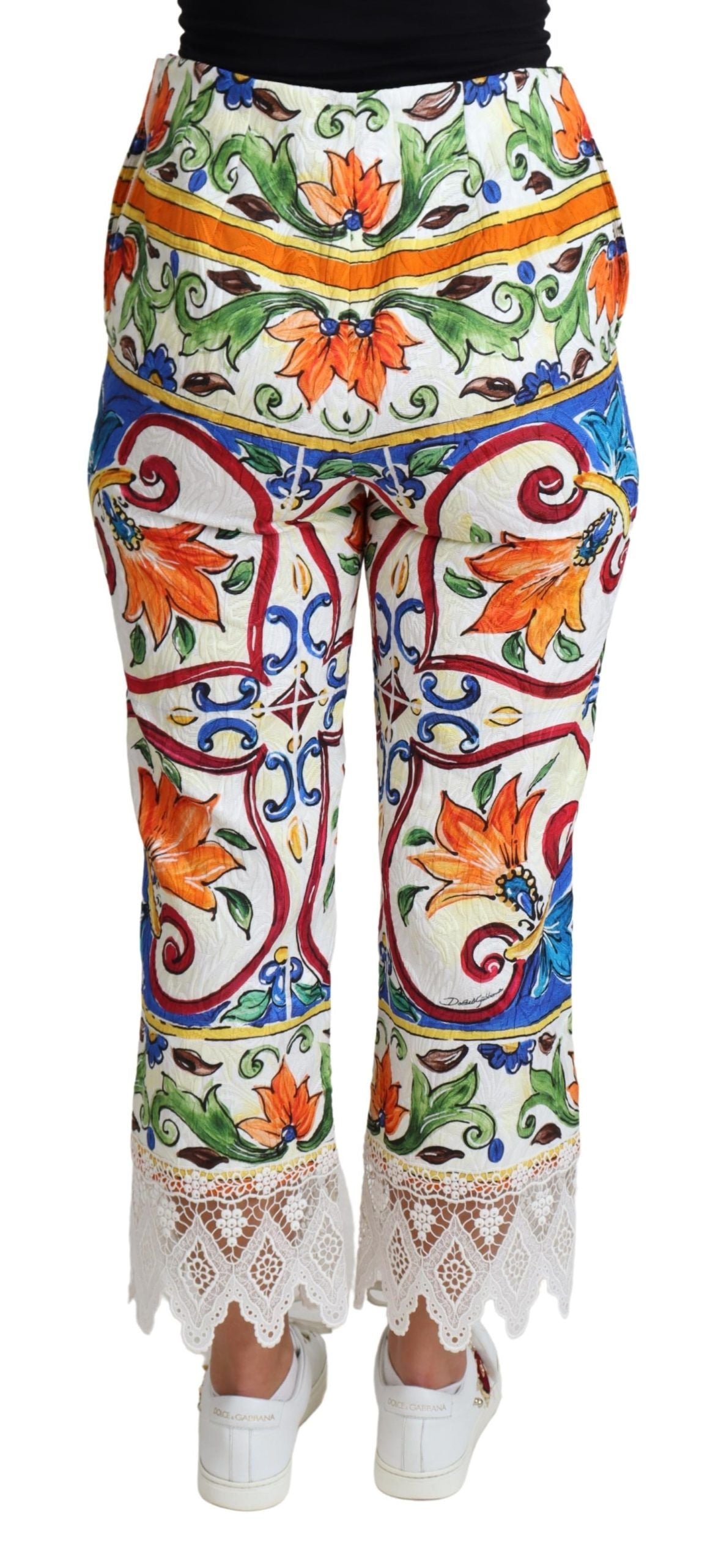 Dolce & Gabbana Multicolor Majolika Druck Hose Baumwolle Hose-3