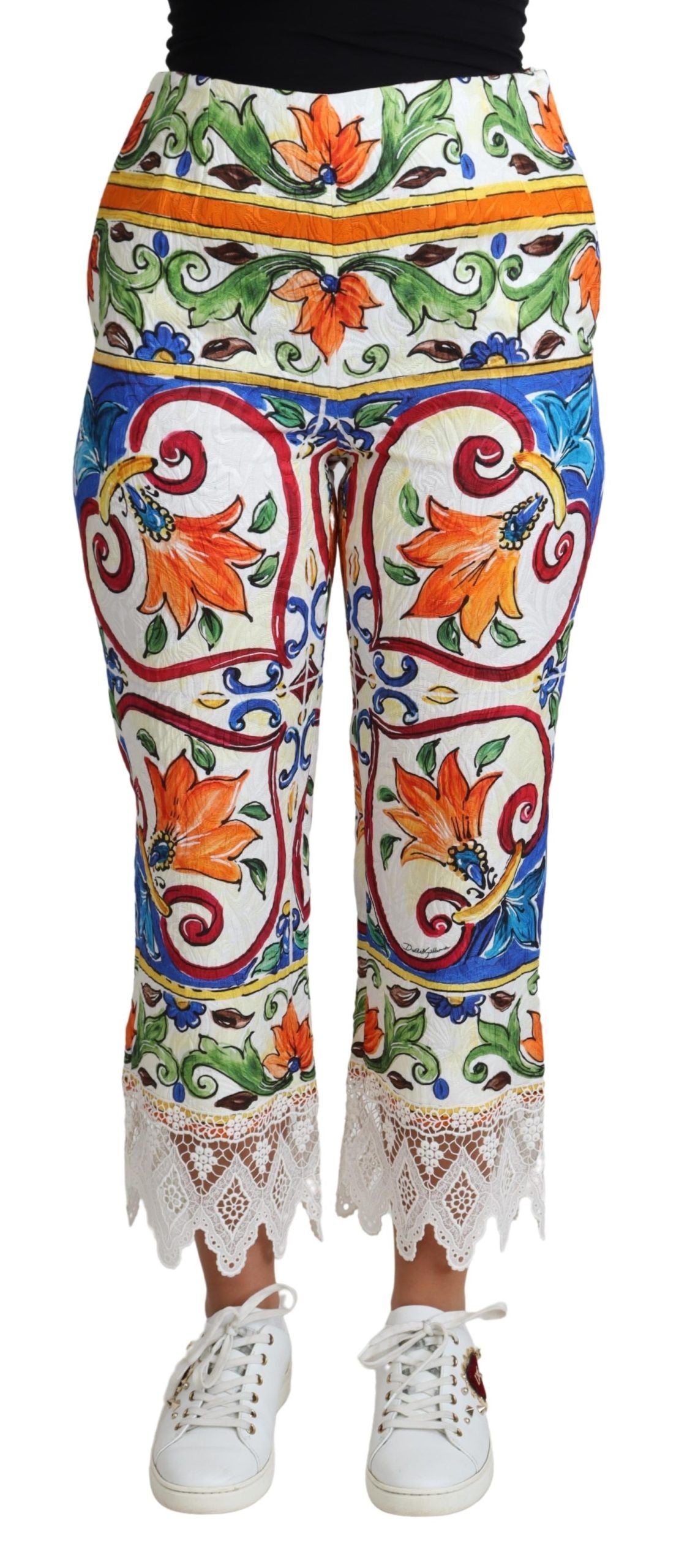 Dolce & Gabbana Multicolor Majolica Print Trousers Cotton Trousers