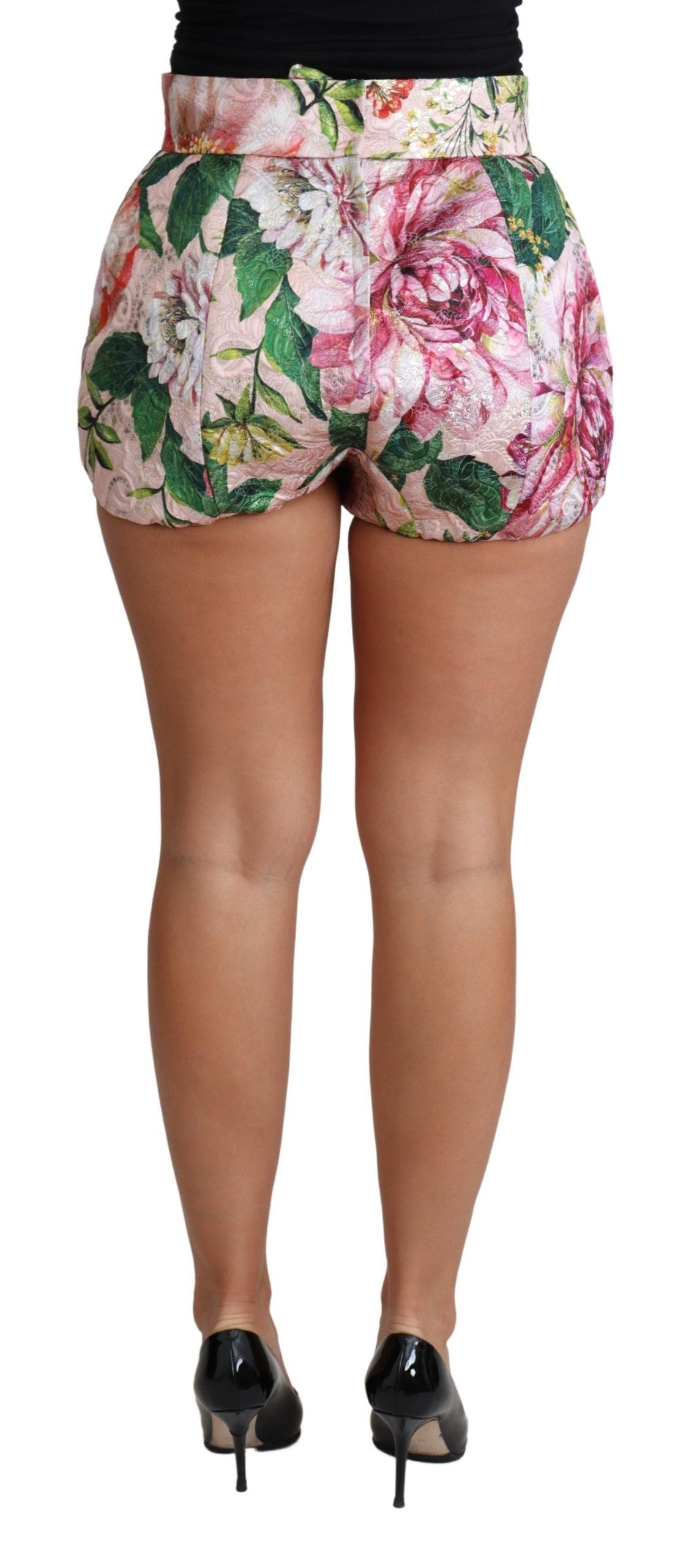 Dolce & Gabbana Pink Cotton Floral Print Hot Pants Short-3