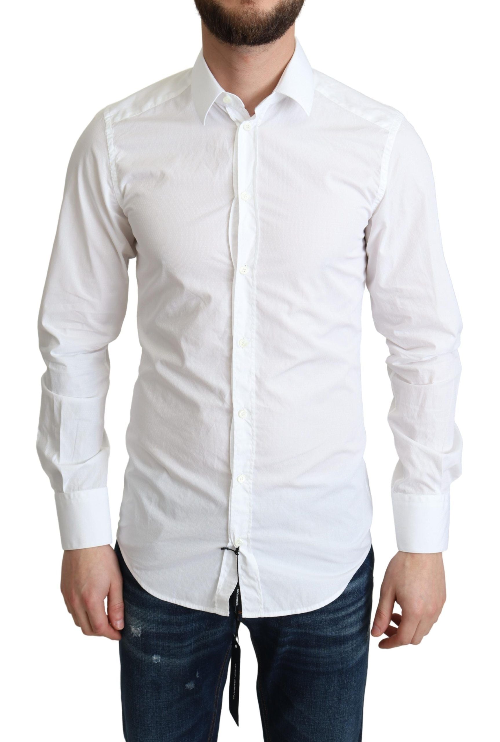 Dolce & Gabbana White Cotton Long Sleeve Shirt for Men Formal-1
