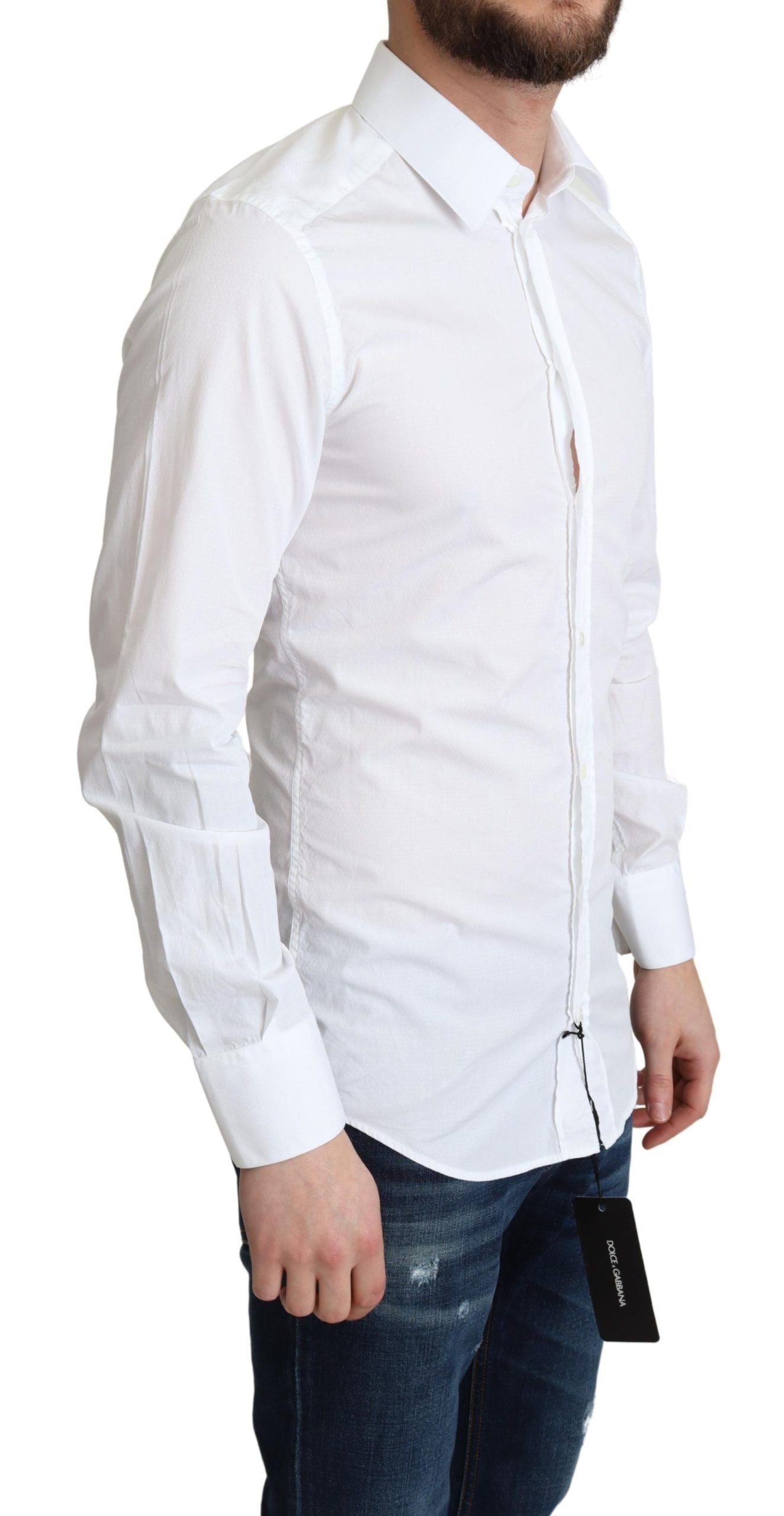 Dolce & Gabbana White Cotton Long Sleeve Shirt for Men Formal-4