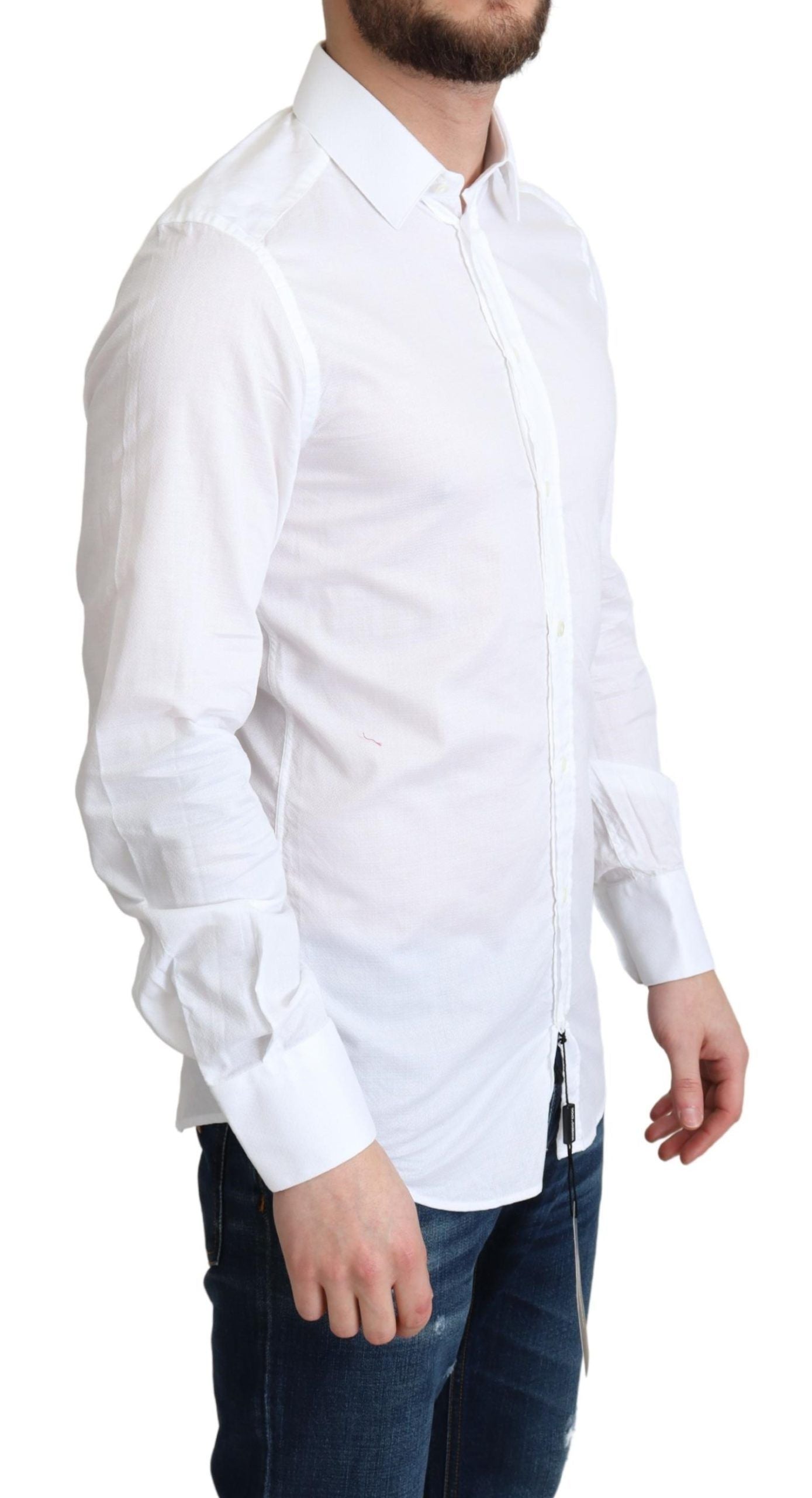 Camisa blanca de algodón de manga larga Dolce & Gabbana para ocasiones formales-2