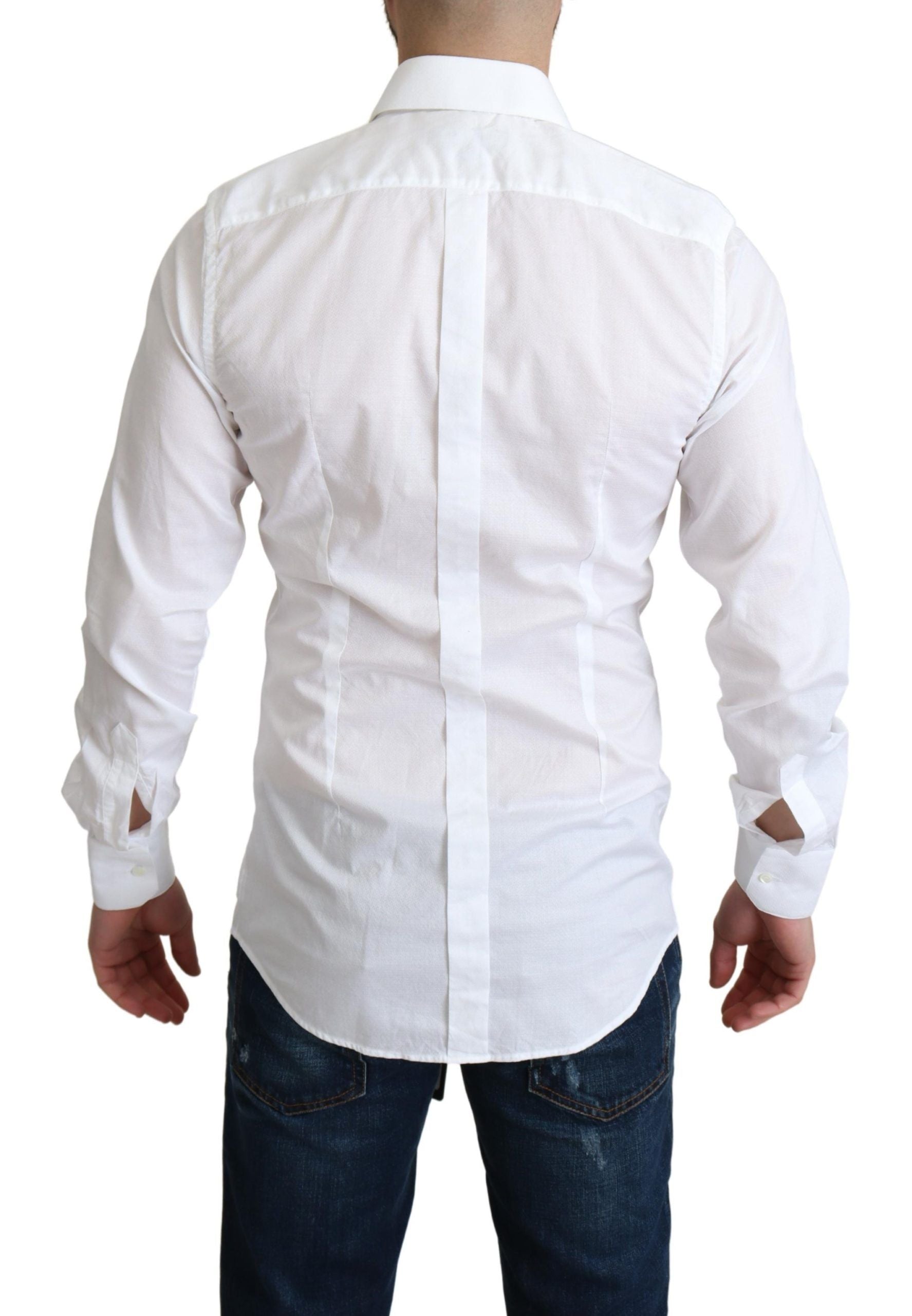 Camisa blanca de algodón de manga larga Dolce & Gabbana para ocasiones formales-3