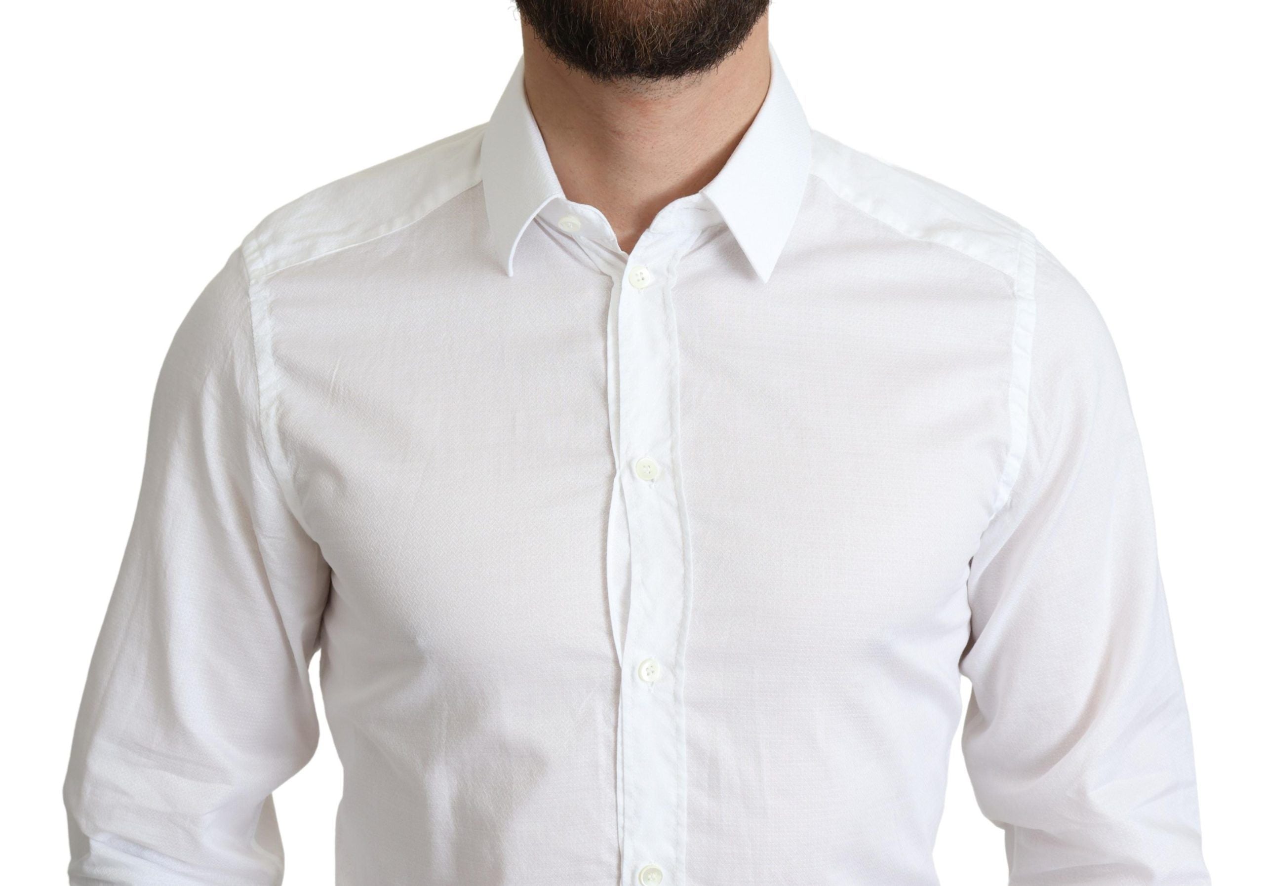 Camisa blanca de algodón de manga larga Dolce & Gabbana para ocasiones formales-4