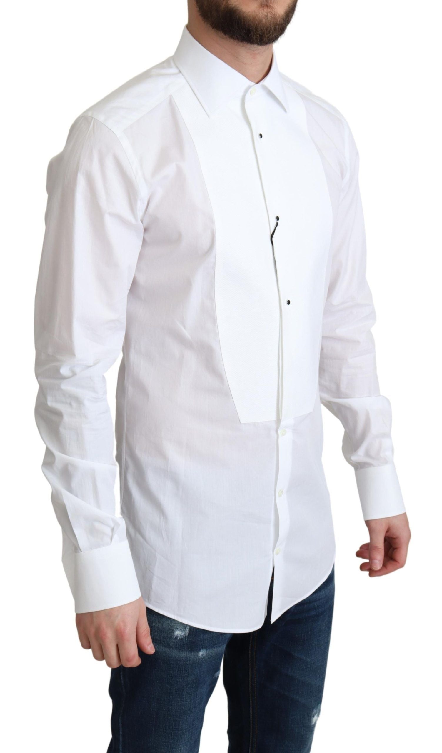 Dolce & Gabbana Weißes Latzhemd aus Baumwollpopeline für Herren mit formellem Charakter-2