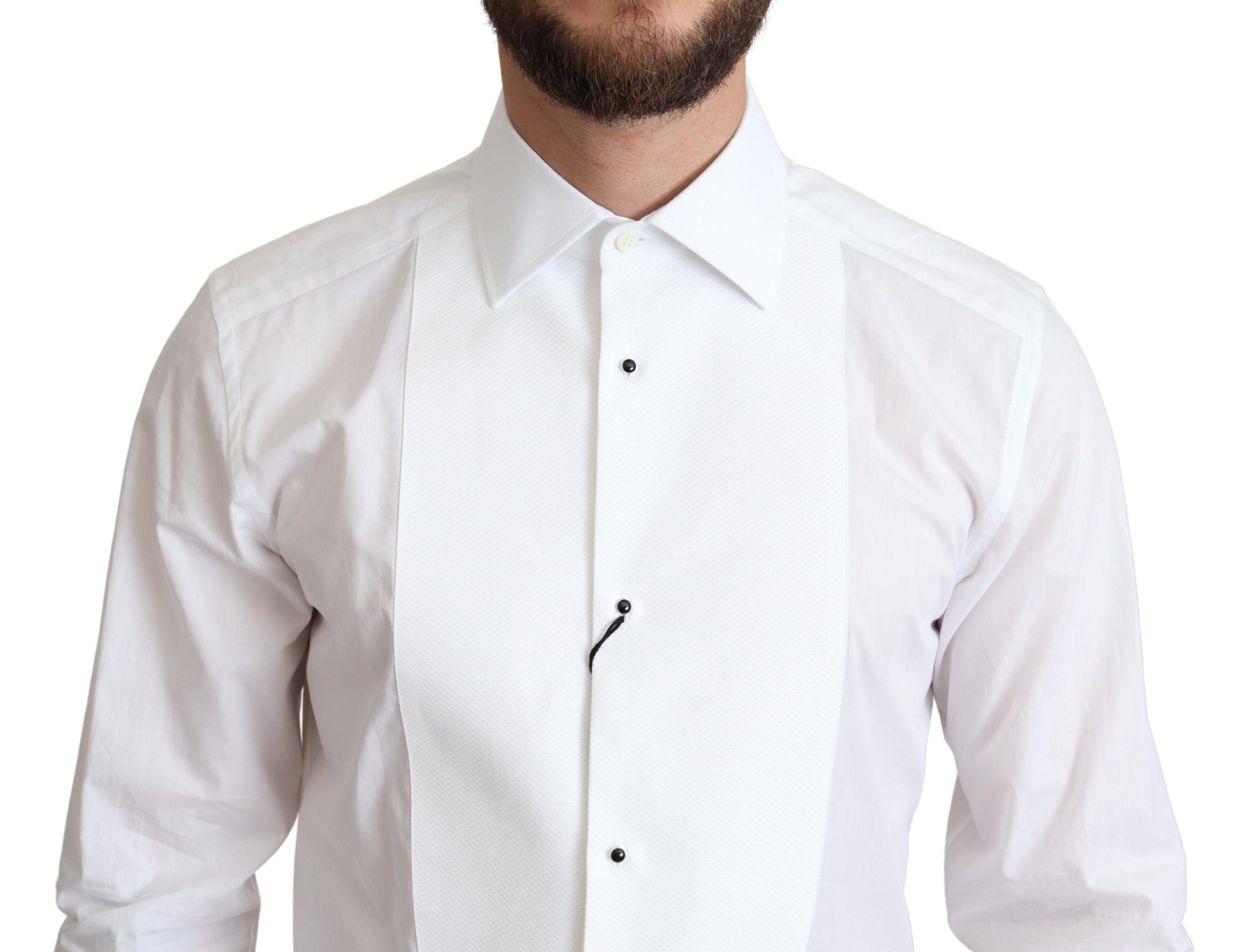 Dolce & Gabbana Weißes Latzhemd aus Baumwollpopeline für Herren mit formellem Charakter-4