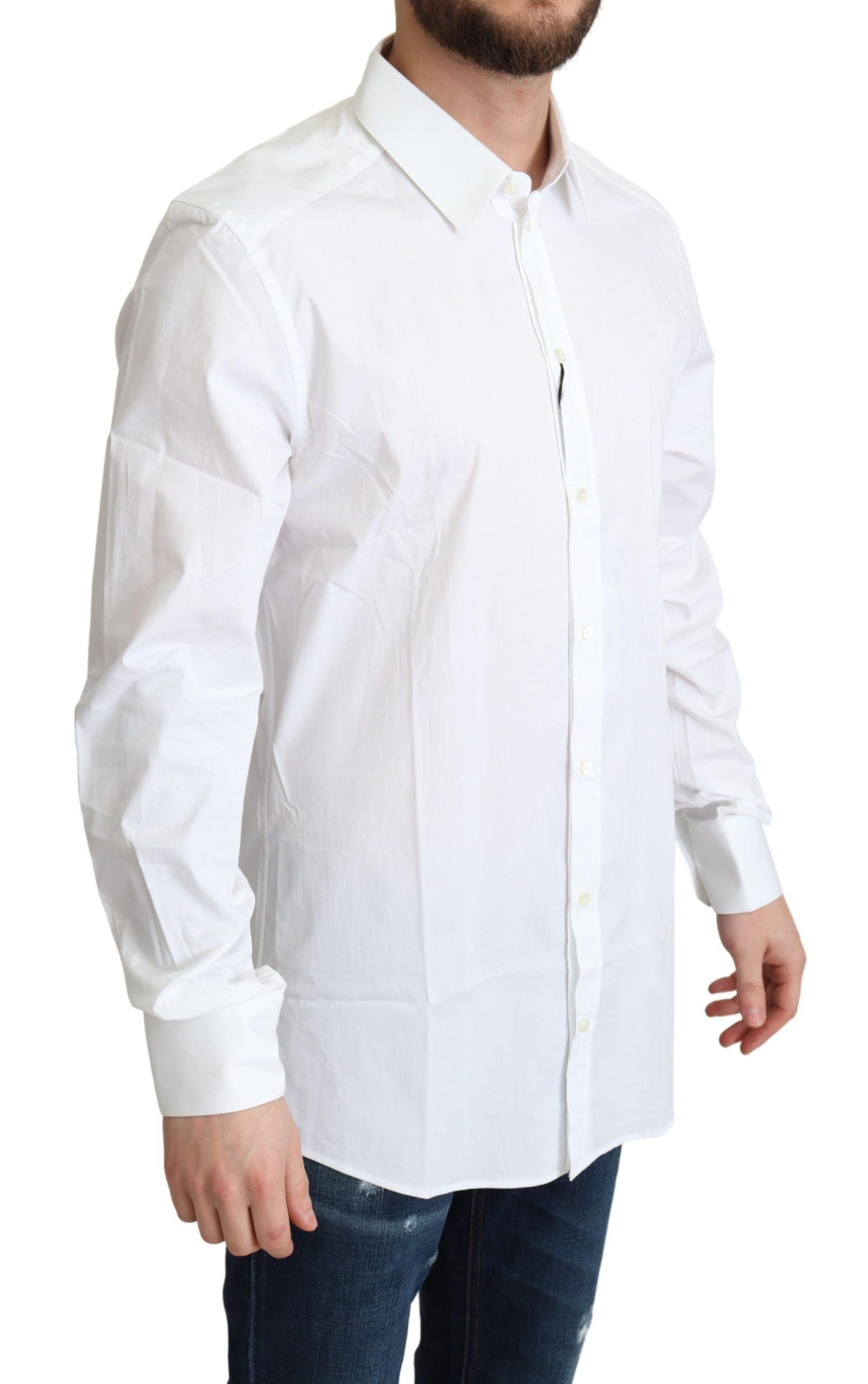 Camisa blanca de algodón elástico Dolce & Gabbana para hombre, estilo formal-2