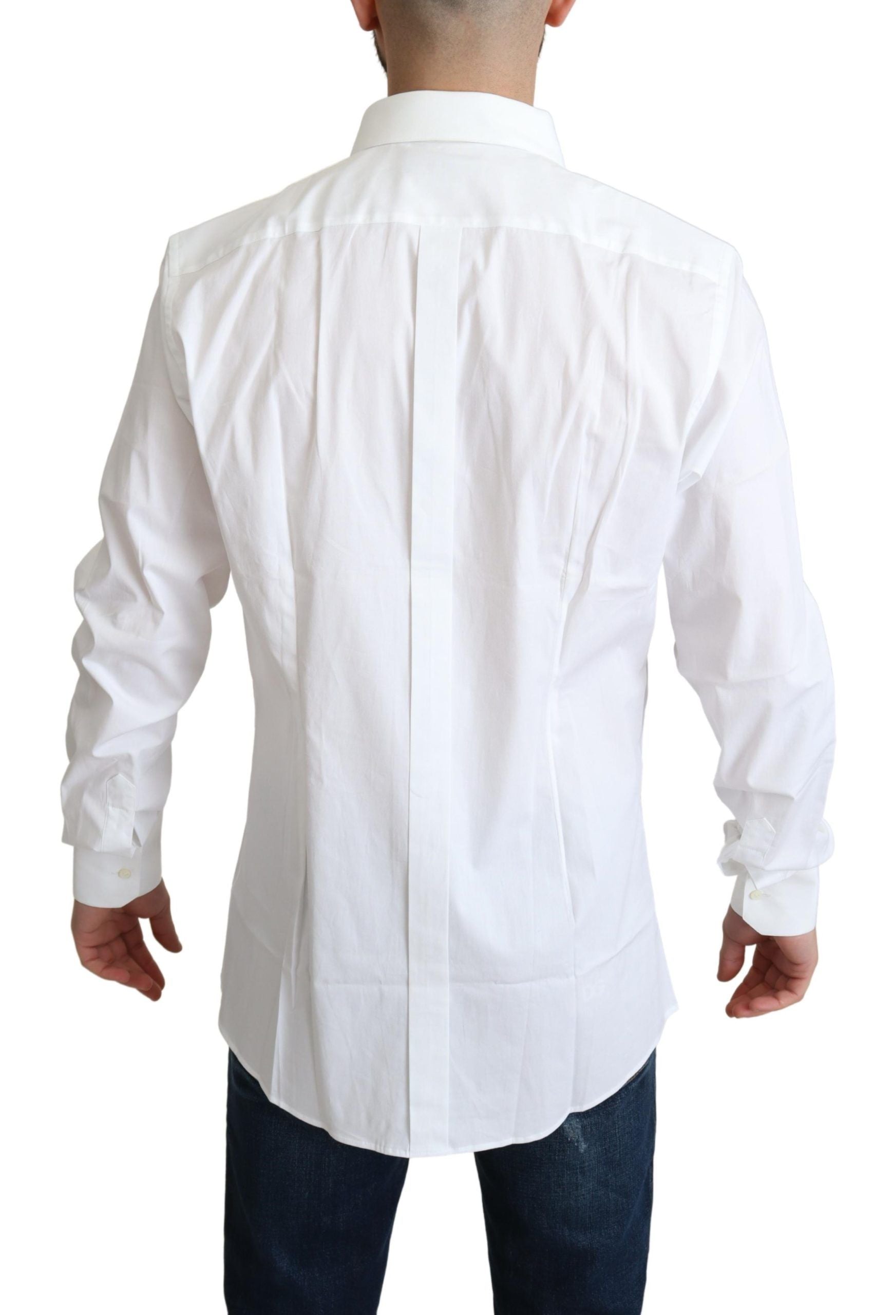 Camisa blanca de algodón elástico Dolce & Gabbana para hombre, estilo formal-3