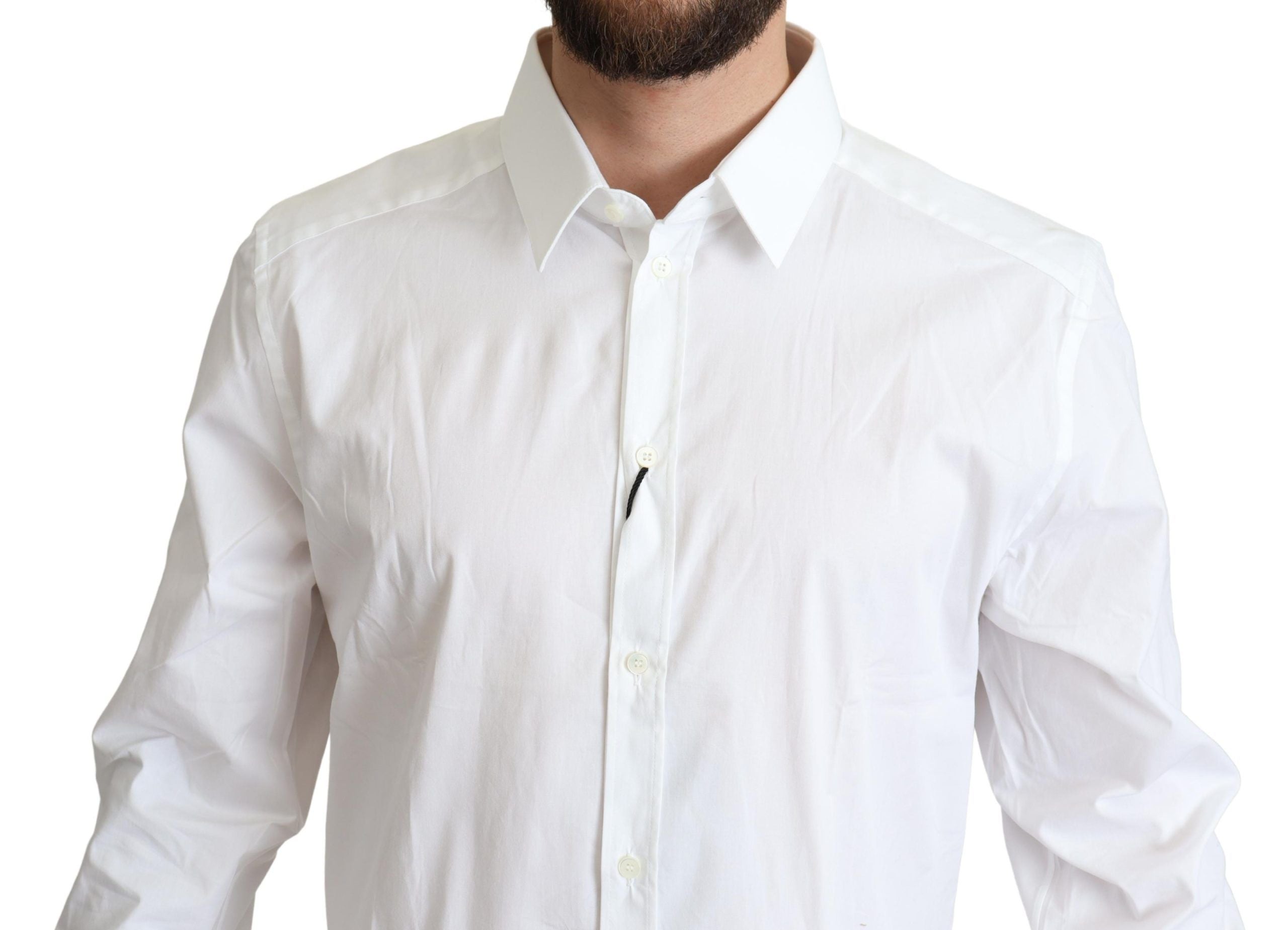 Camisa blanca de algodón elástico Dolce & Gabbana para hombre, estilo formal-4