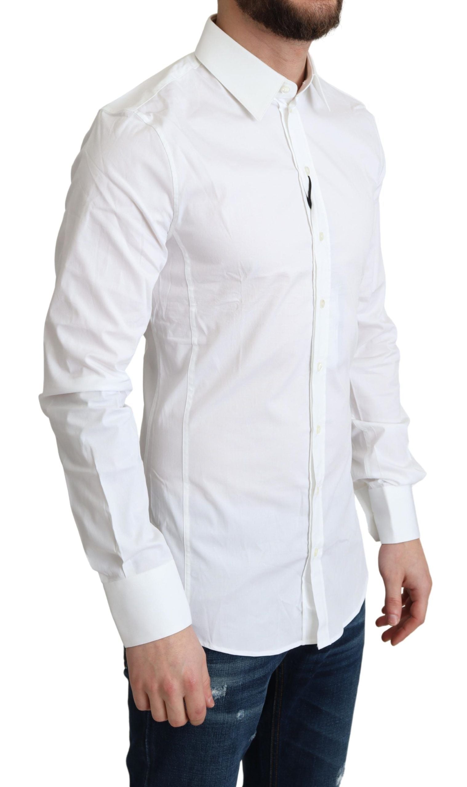 Dolce & Gabbana Weißes Baumwoll-Stretch-Hemd für Männer SICILIA Formal-2