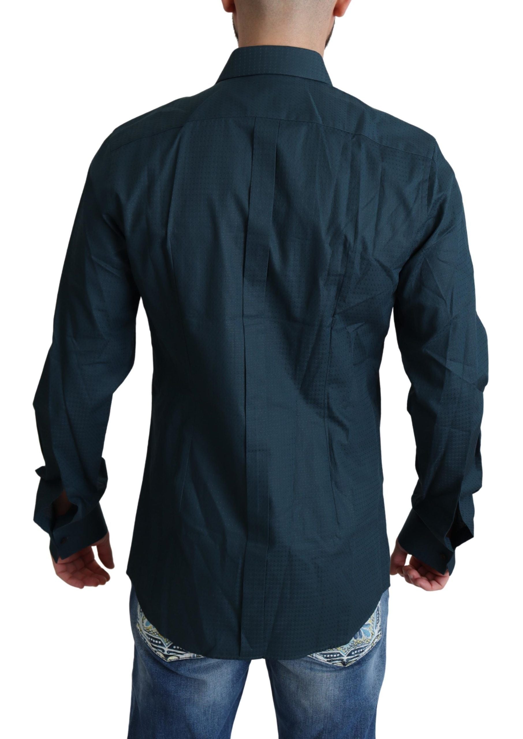 Dolce & Gabbana Blue Cotton Button-Down Shirt Formal Shirt-3