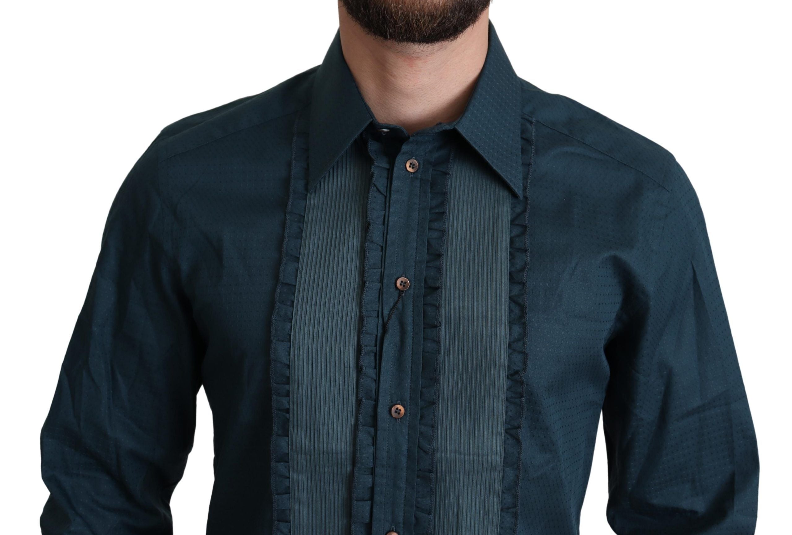 Dolce & Gabbana Blue Cotton Button-Down Shirt Formal Shirt-4