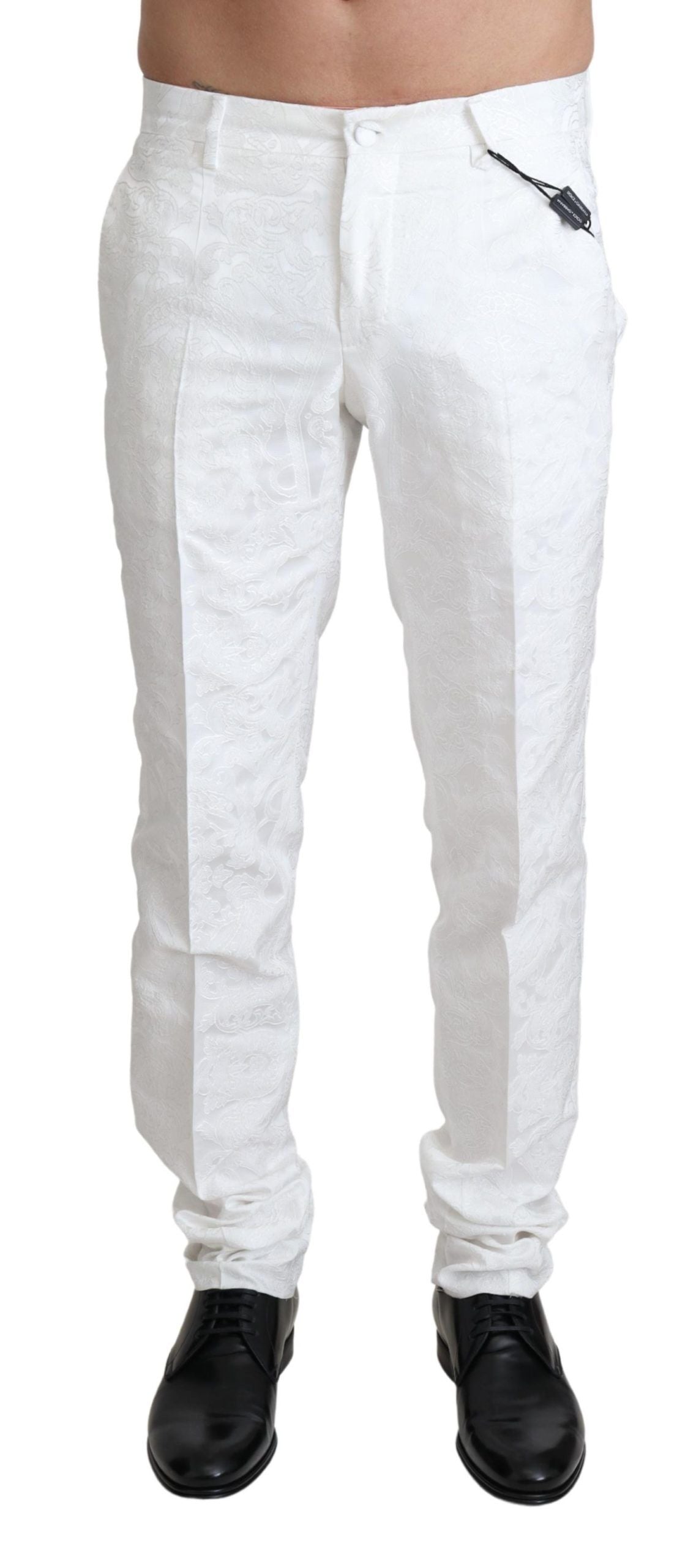 Dolce & Gabbana White Brocade Jacquard Dress and Trousers
