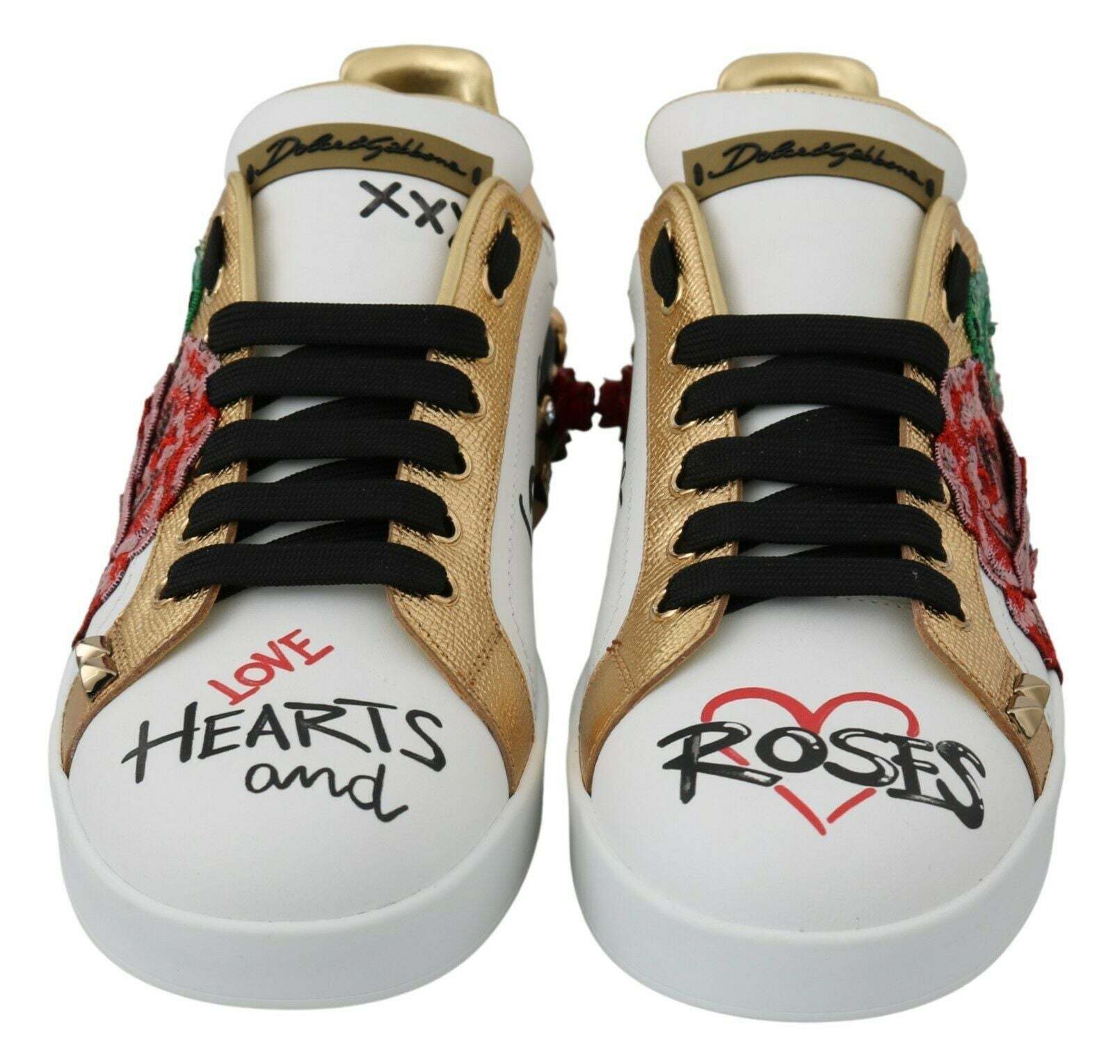Dolce & Gabbana White Rose Sequin Crystal Women's Sneakers Shoes-6