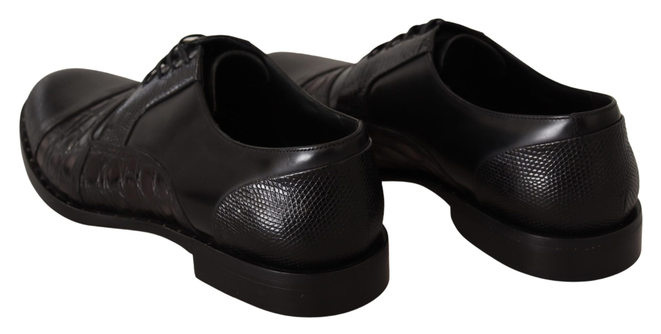 Dolce & Gabbana Black Leather Exotic Furs Formal Shoes-5