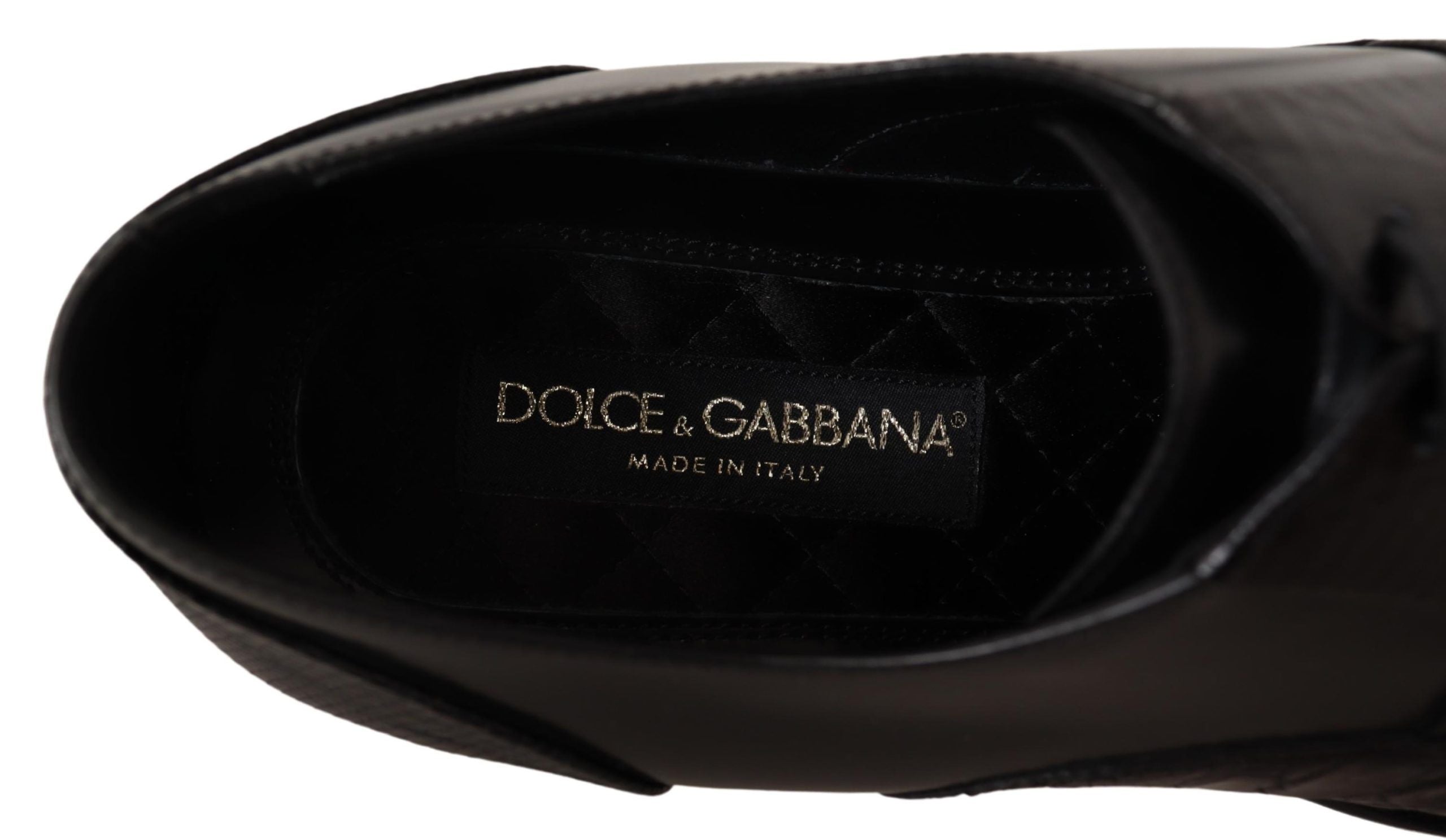 Dolce & Gabbana Black Leather Exotic Furs Formal Shoes-8