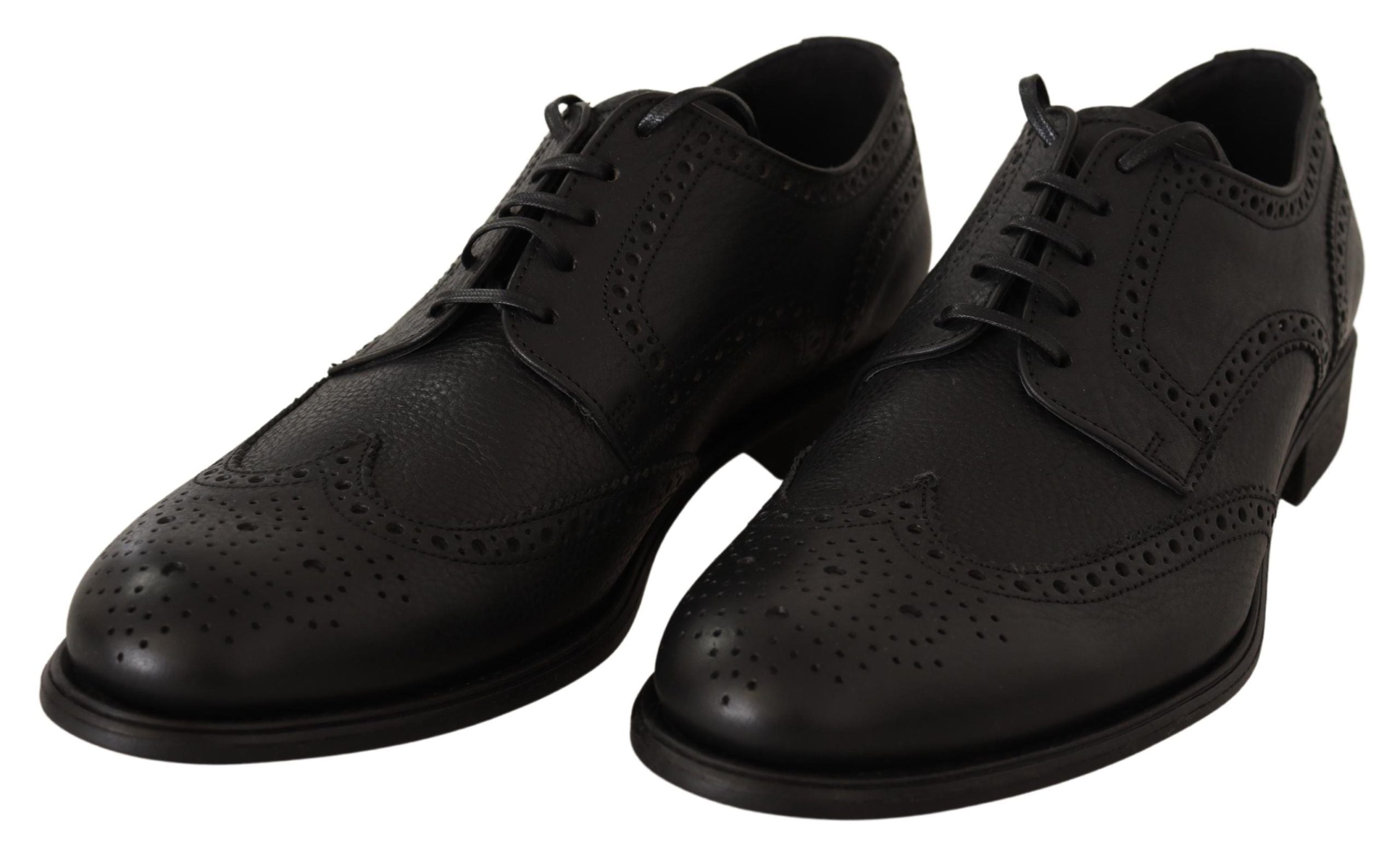 Dolce & Gabbana Black Leather Oxford Wingtip Formal Dress Shoes-2