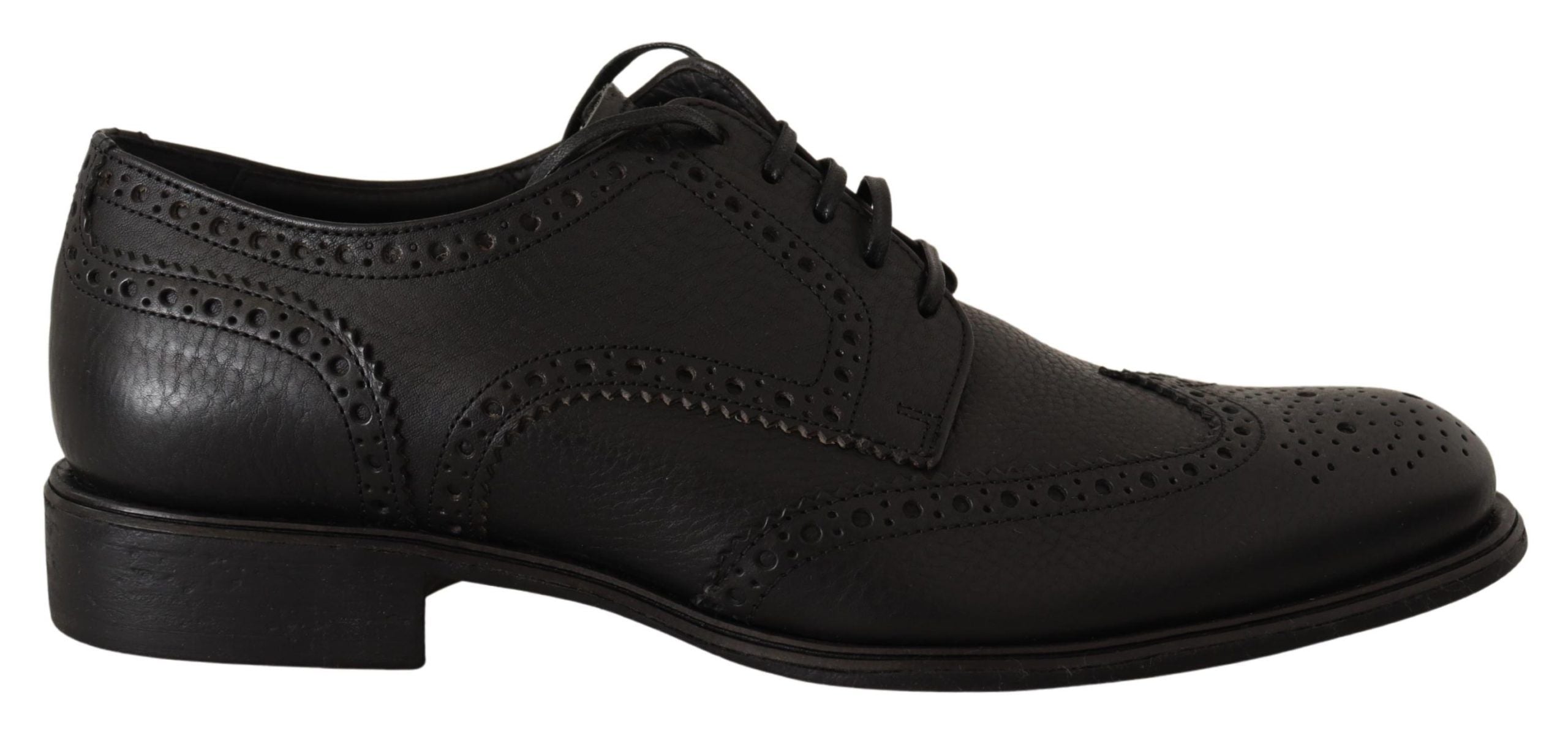 Dolce & Gabbana Black Leather Oxford Wingtip Formal Dress Shoes-1