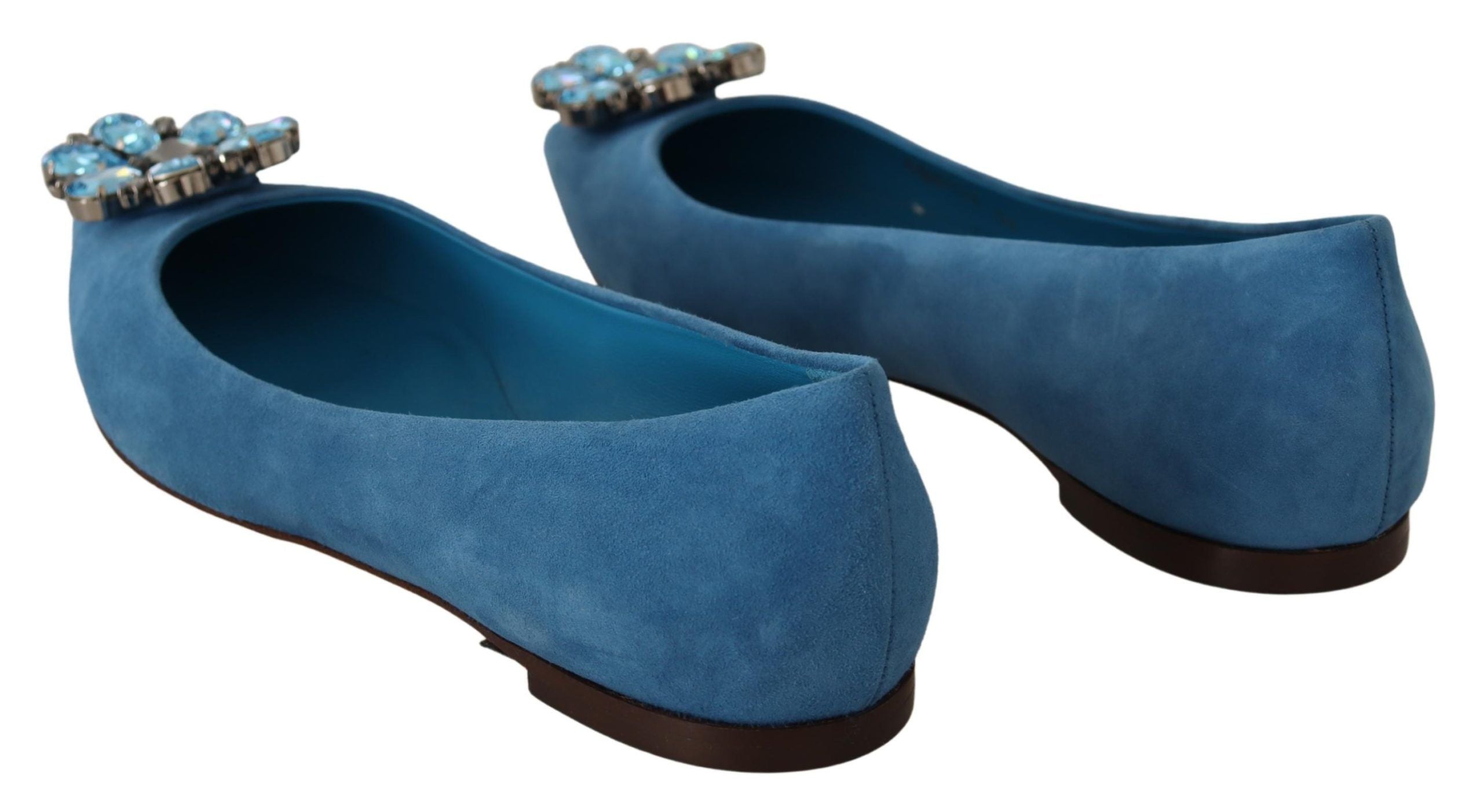 Mocasines planos de ante azul con cristales de Dolce & Gabbana-2