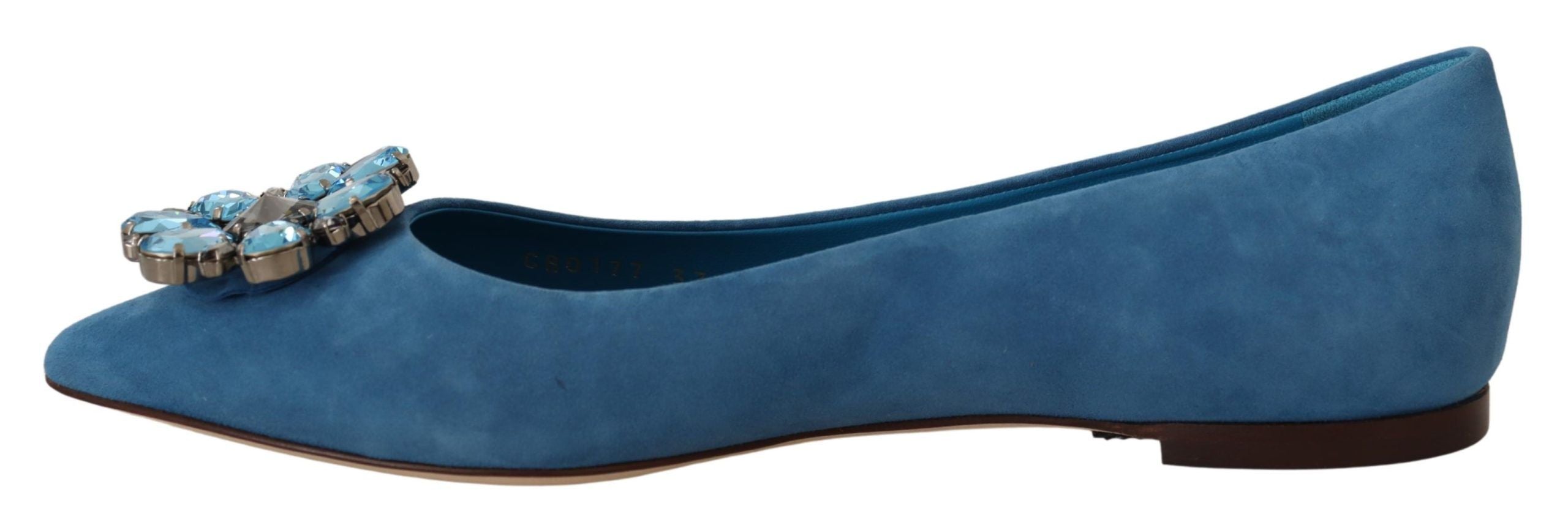 Mocasines planos de ante azul con cristales de Dolce & Gabbana-3