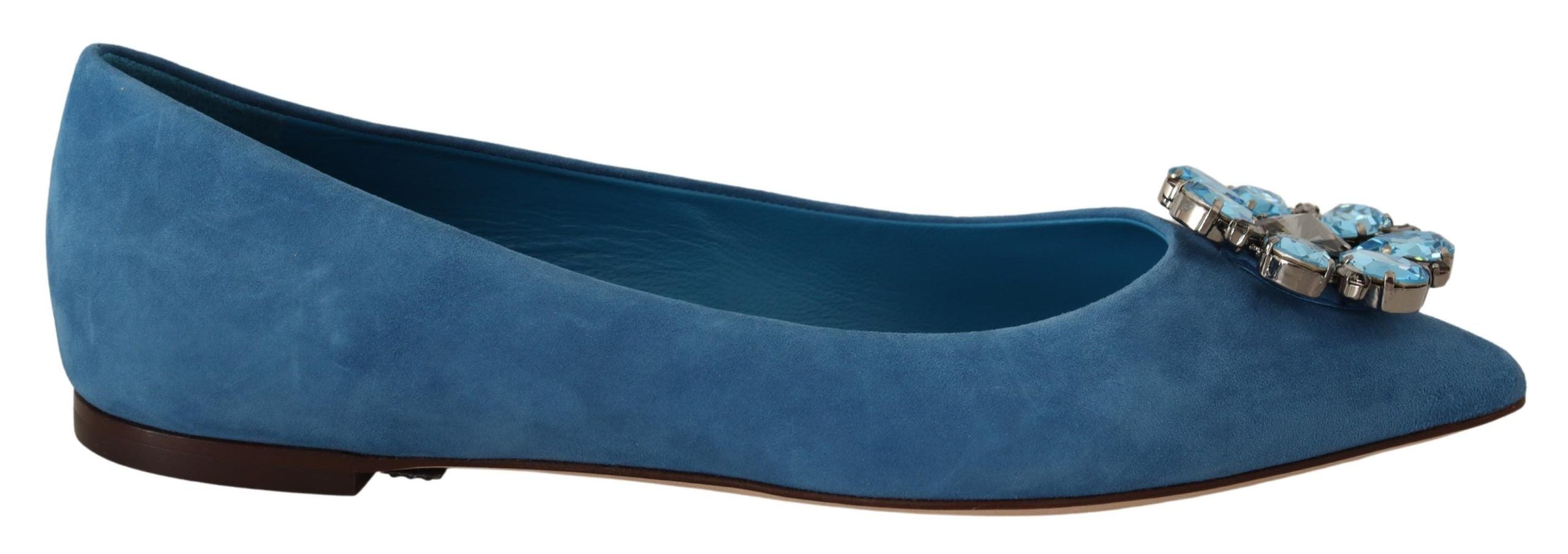 Mocasines planos de ante azul con cristales de Dolce & Gabbana-1