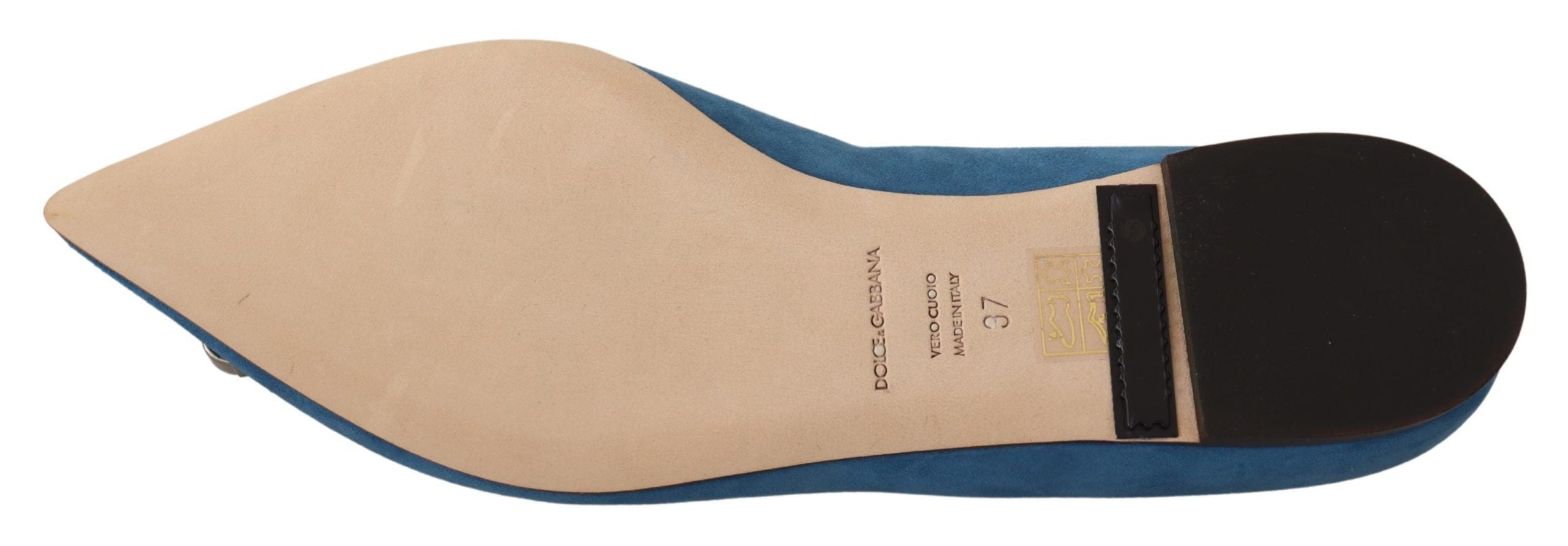 Mocasines planos de ante azul con cristales de Dolce & Gabbana-4