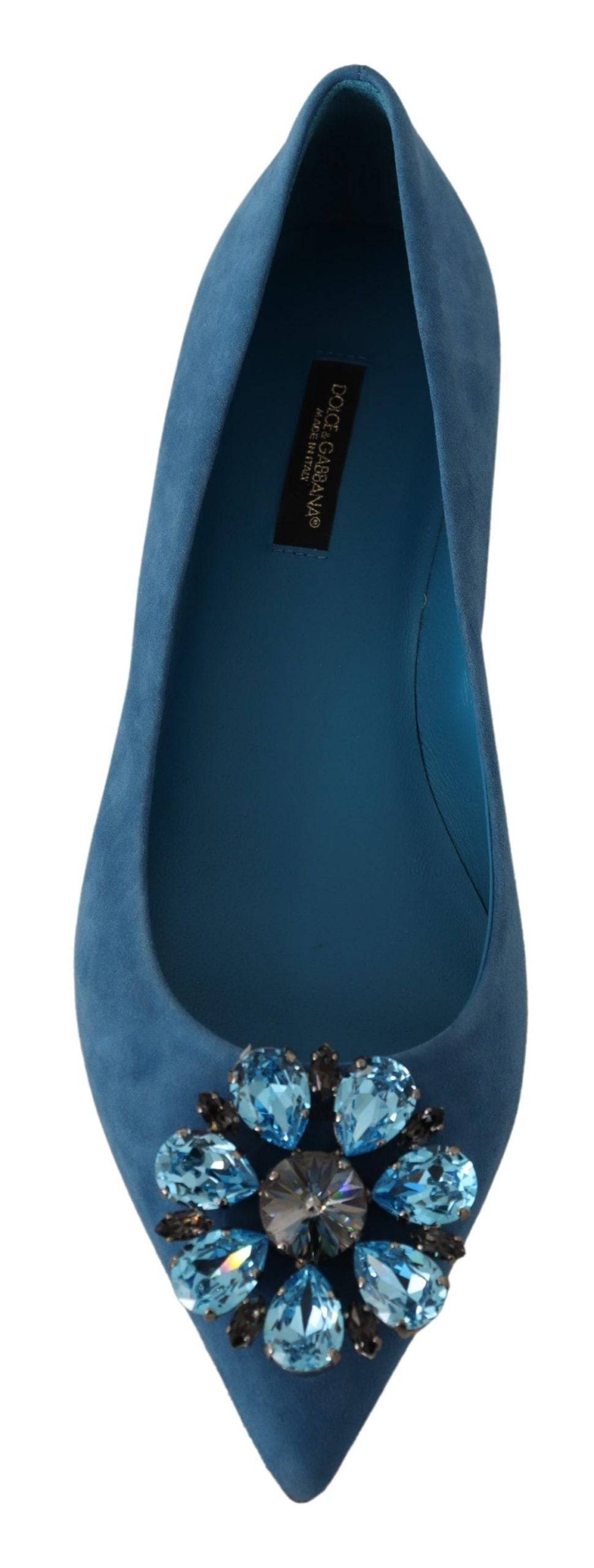 Mocasines planos de ante azul con cristales de Dolce & Gabbana-5