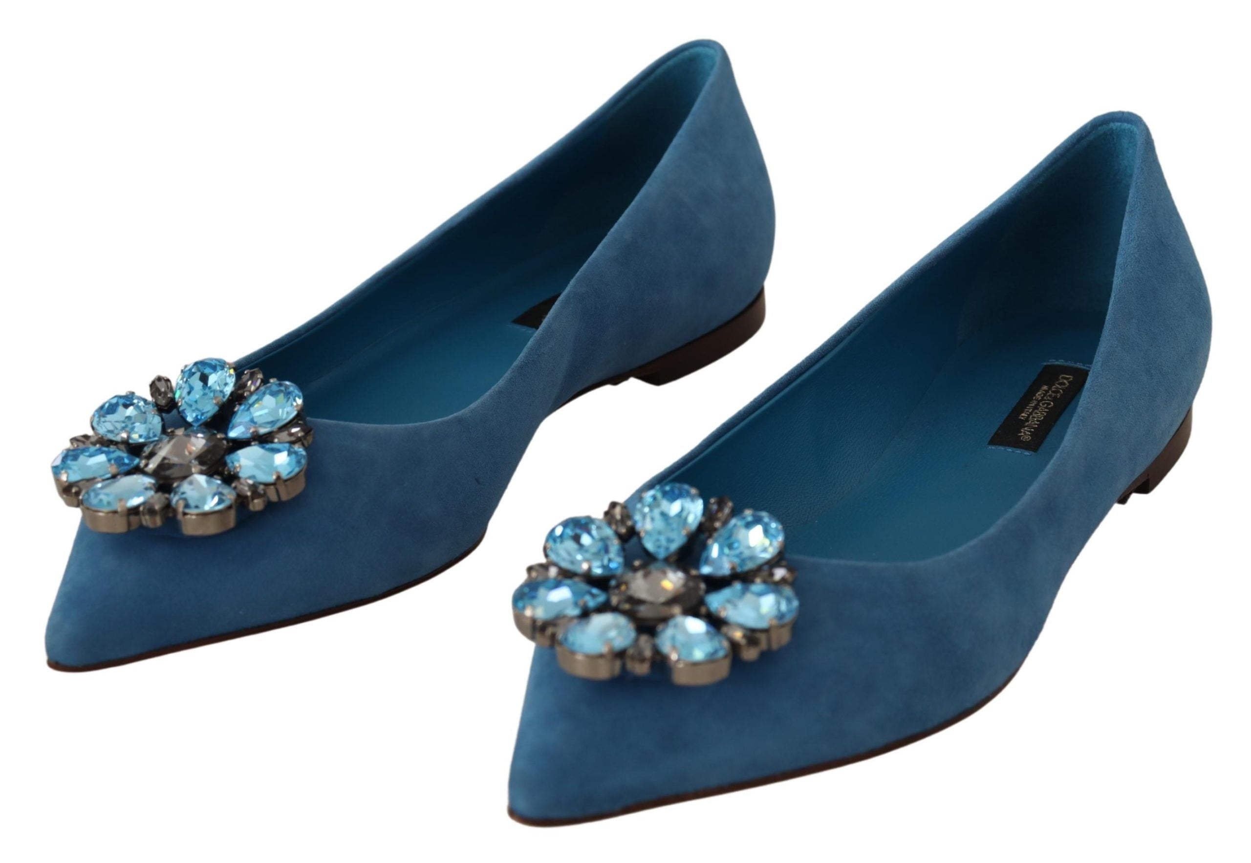 Mocasines planos de ante azul con cristales de Dolce & Gabbana-7