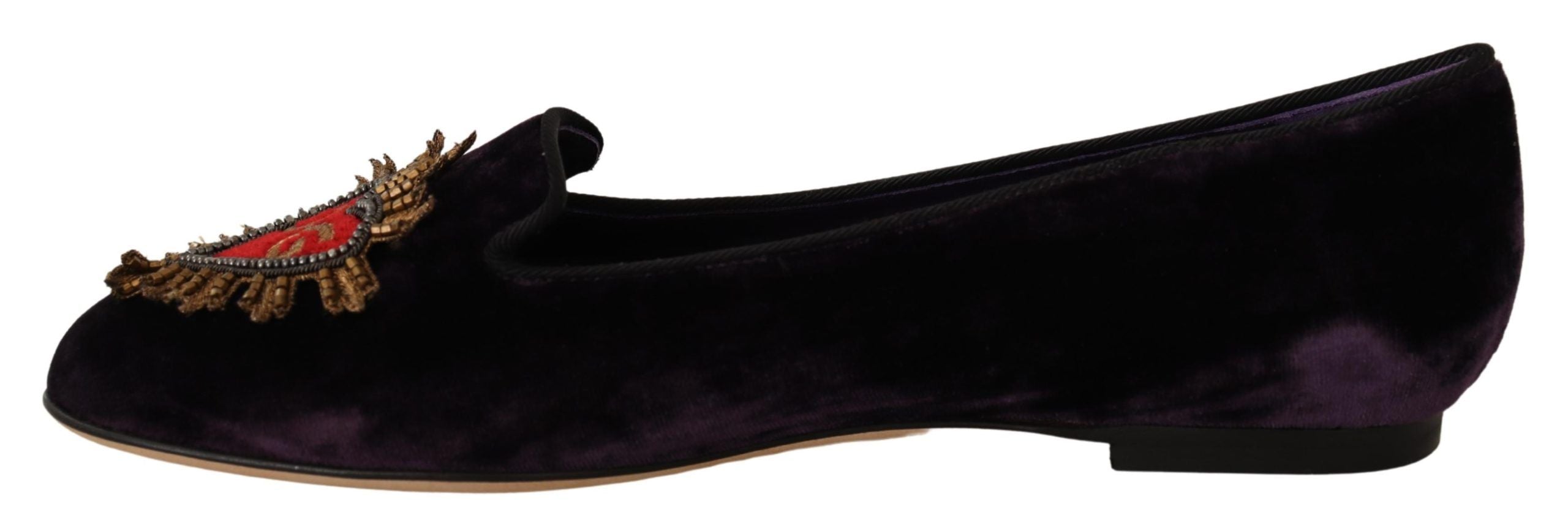 Dolce & Gabbana Lila Samt DG Herz Loafers Flats Schuhe-4