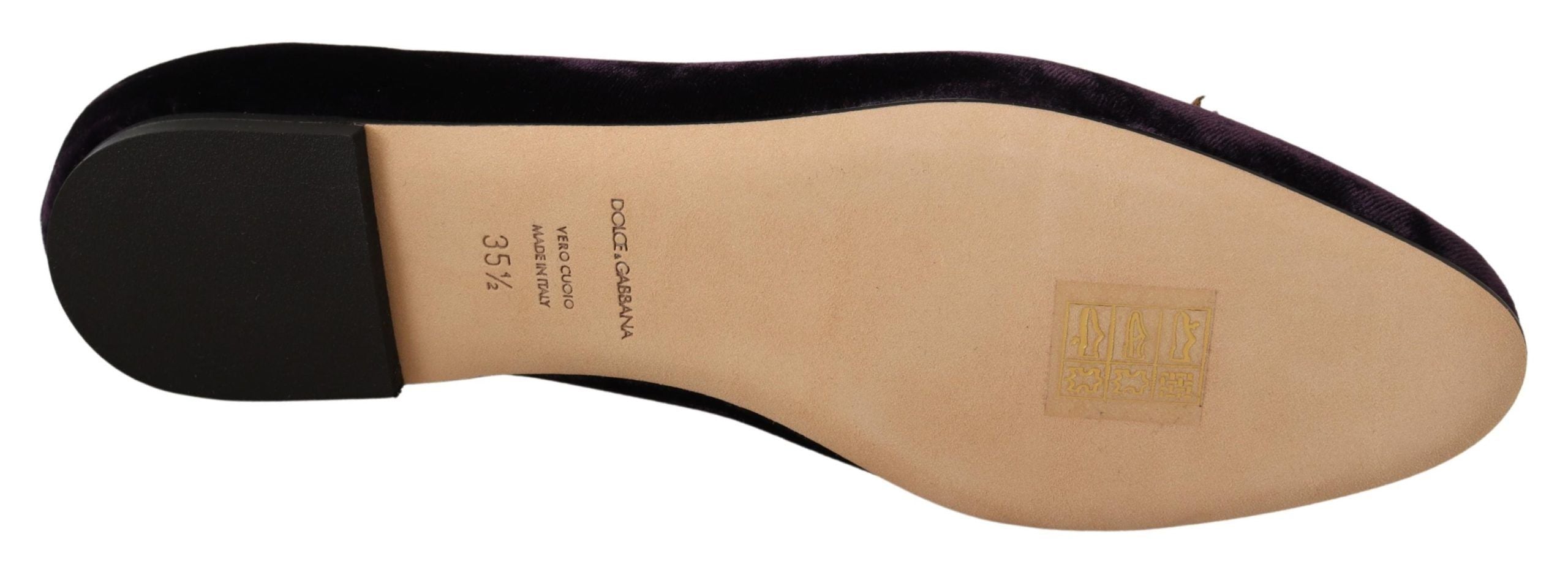 Dolce & Gabbana Lila Samt DG Herz Loafers Flats Schuhe-5