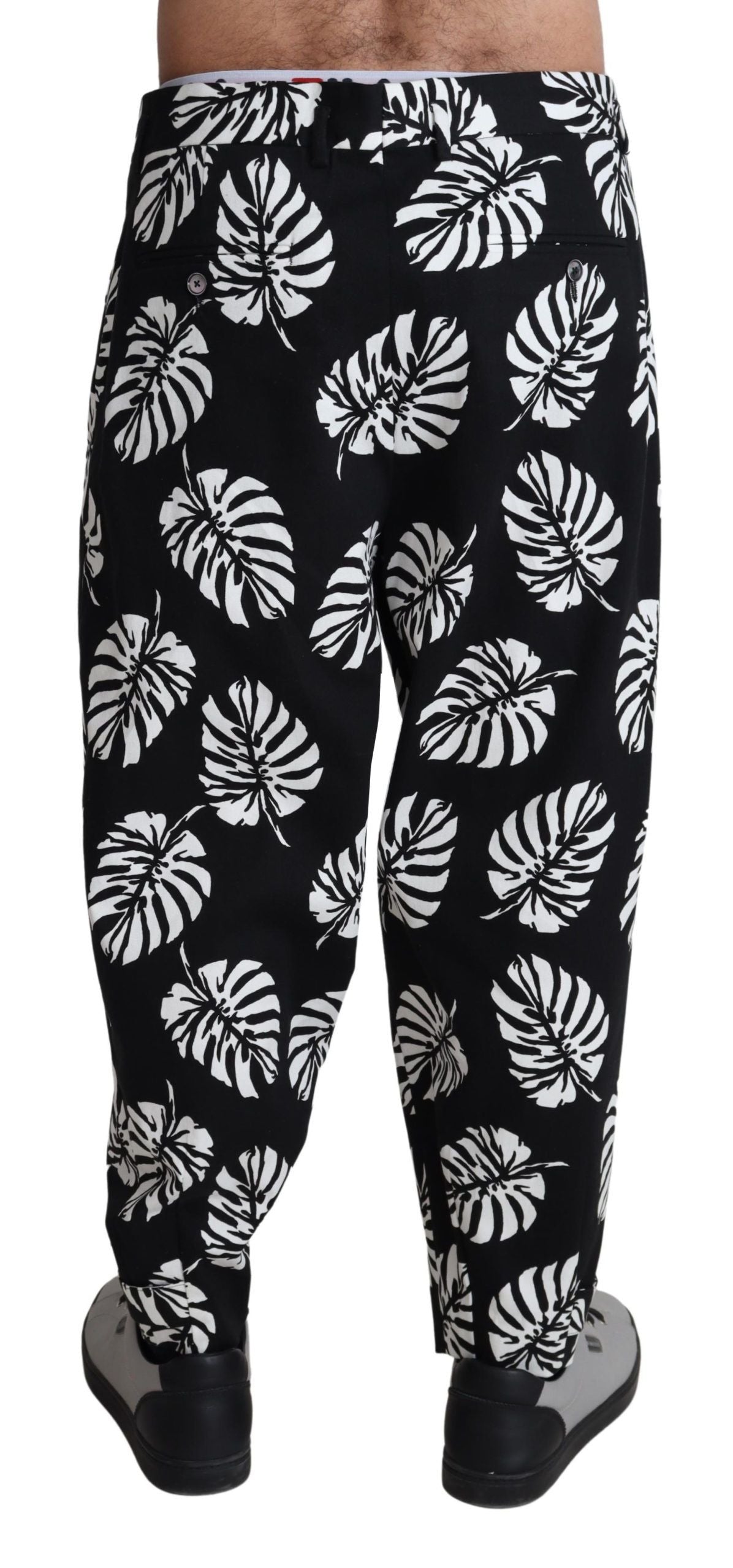 Dolce & Gabbana Schwarzes Blatt Baumwoll-Stretch-Hose Hose Hose-3