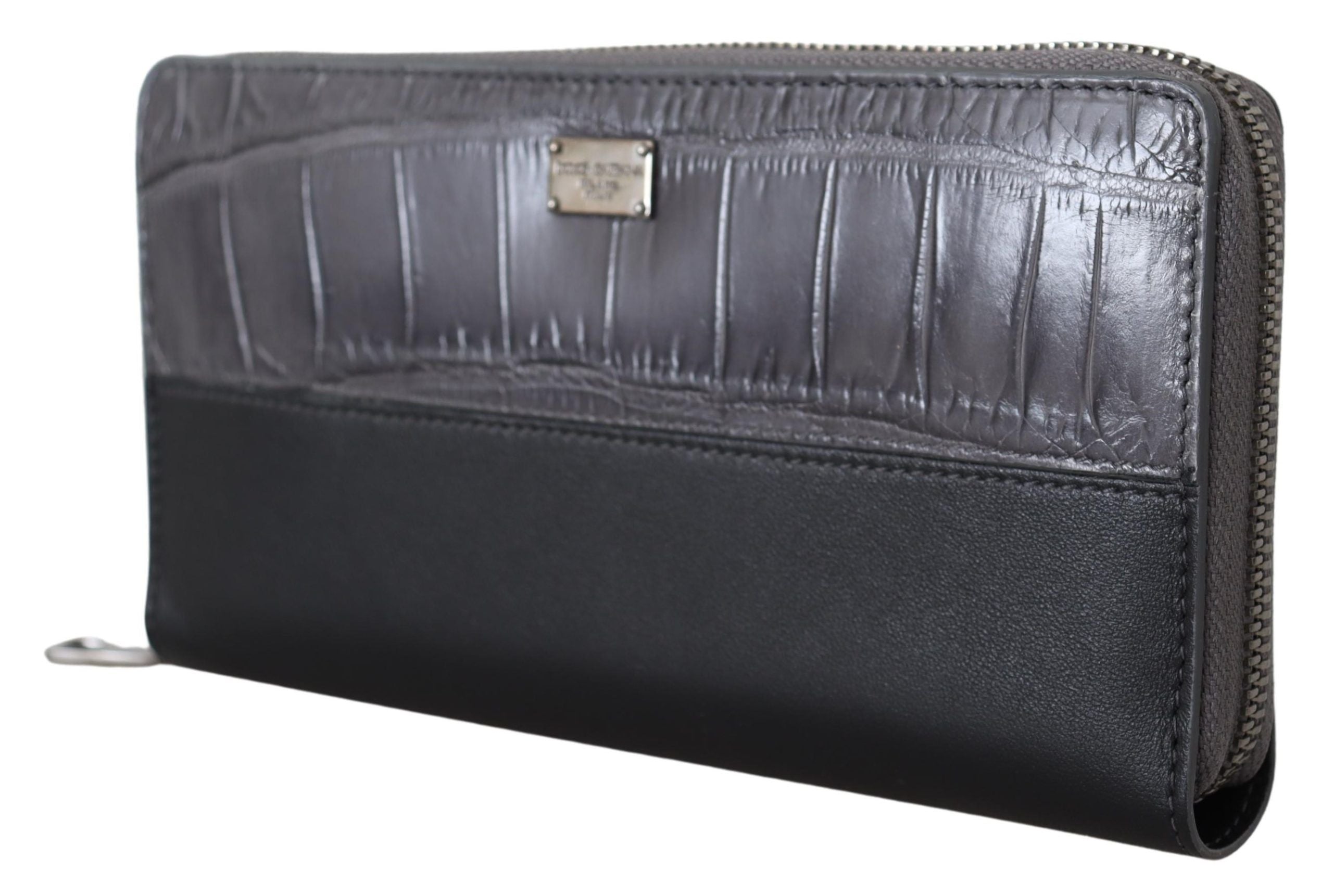 Dolce & Gabbana Black Zip Around Continental Clutch Leather Wallet-2