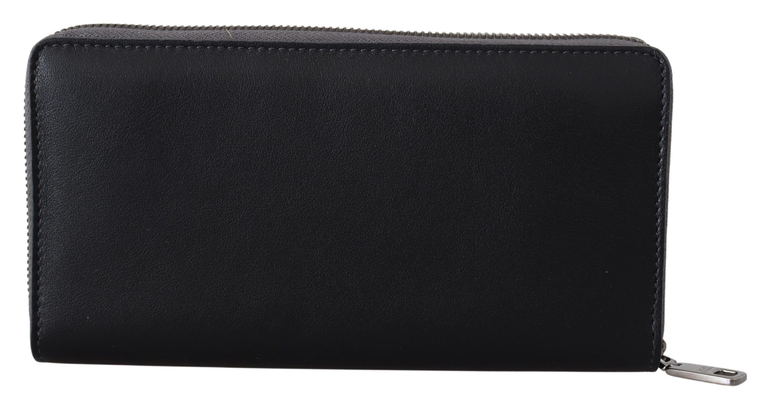 Dolce & Gabbana Black Zip Around Continental Clutch Leather Wallet-3