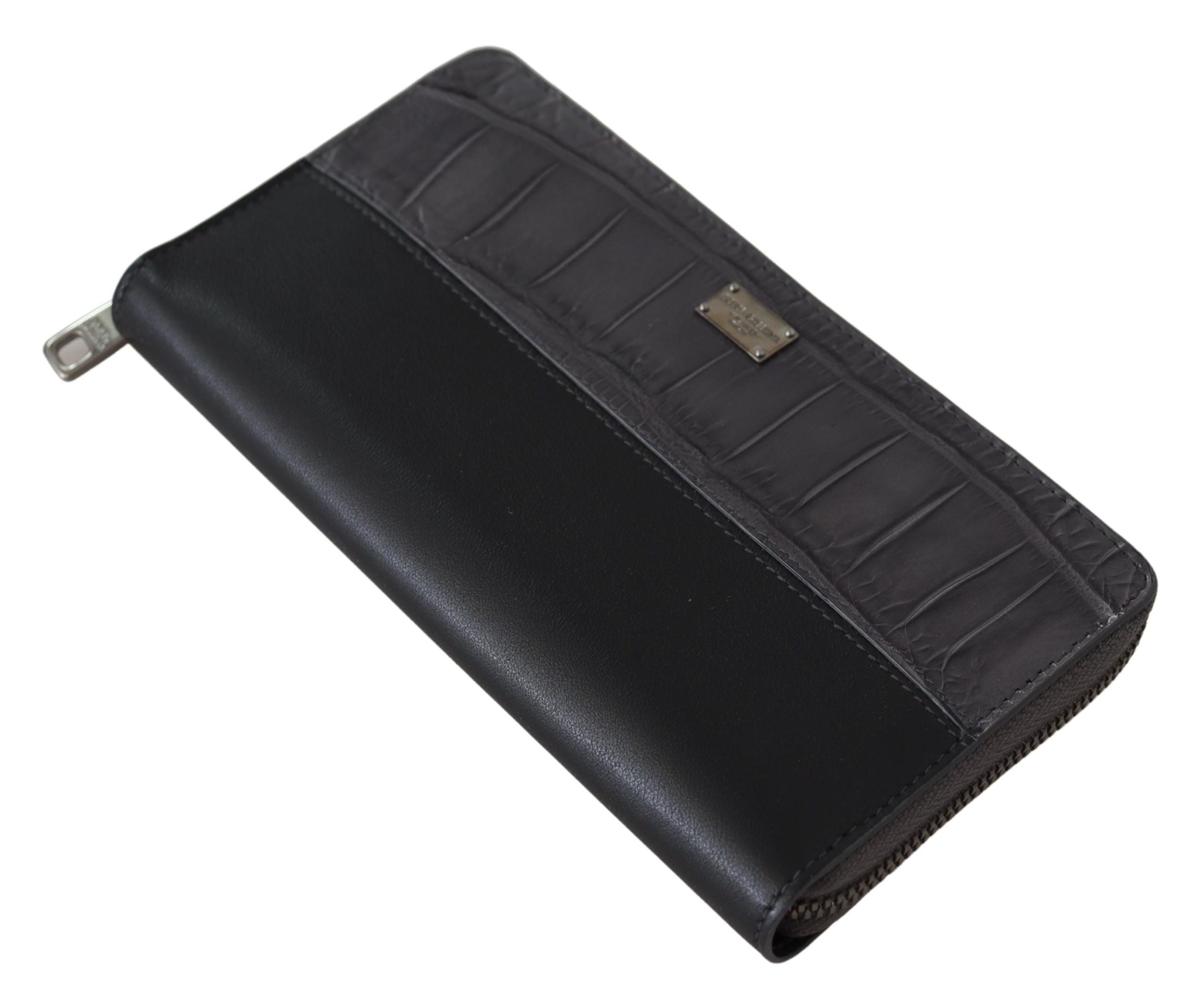 Dolce & Gabbana Black Zip Around Continental Clutch Leather Wallet-5