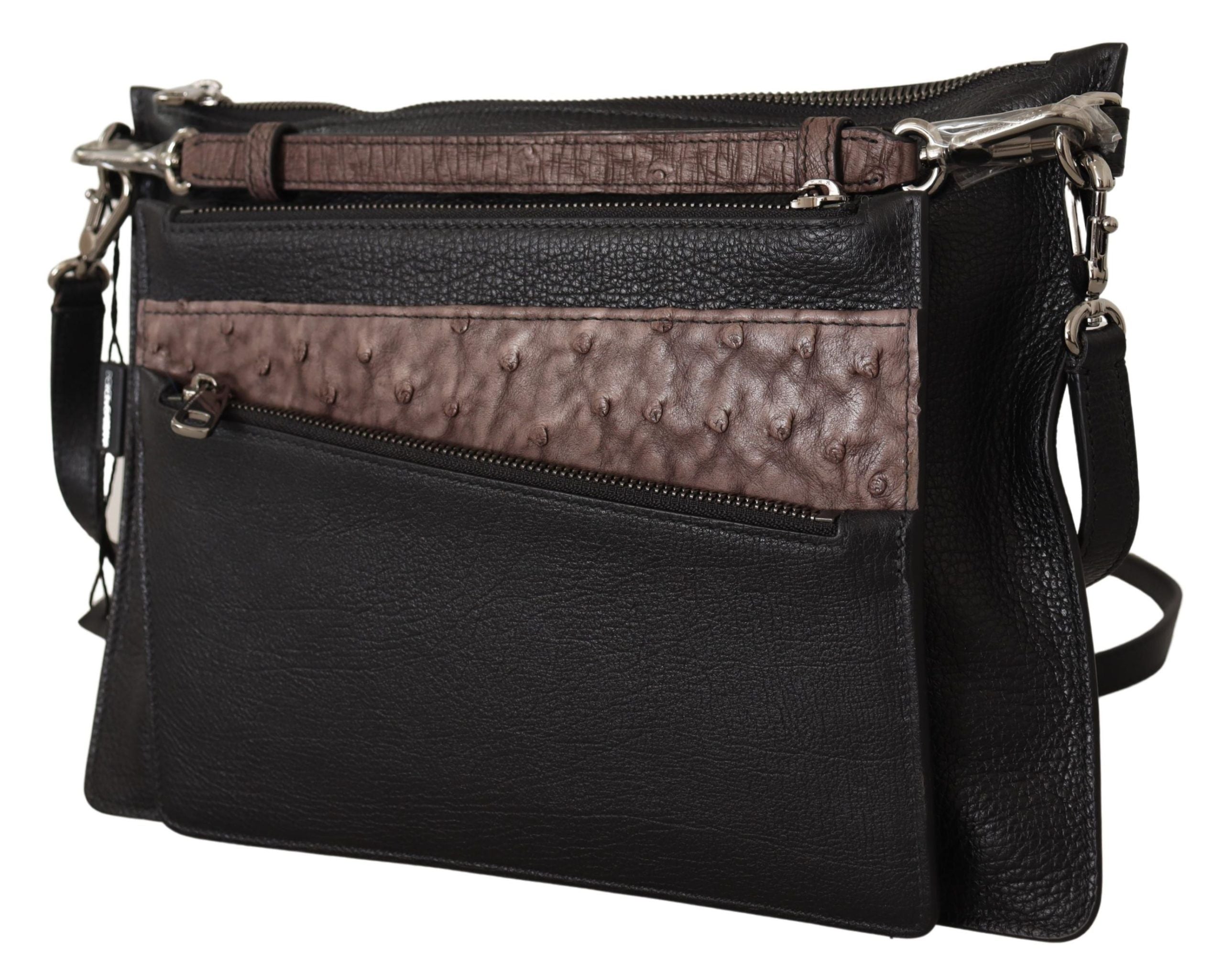 Bolso Alta Sartoria de Dolce & Gabbana con correa de hombro de piel exótica negra-2