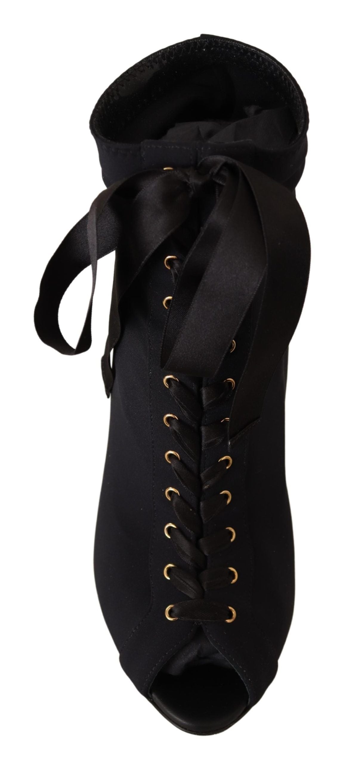 Dolce & Gabbana Black Short Stretch Boots Shoes-3