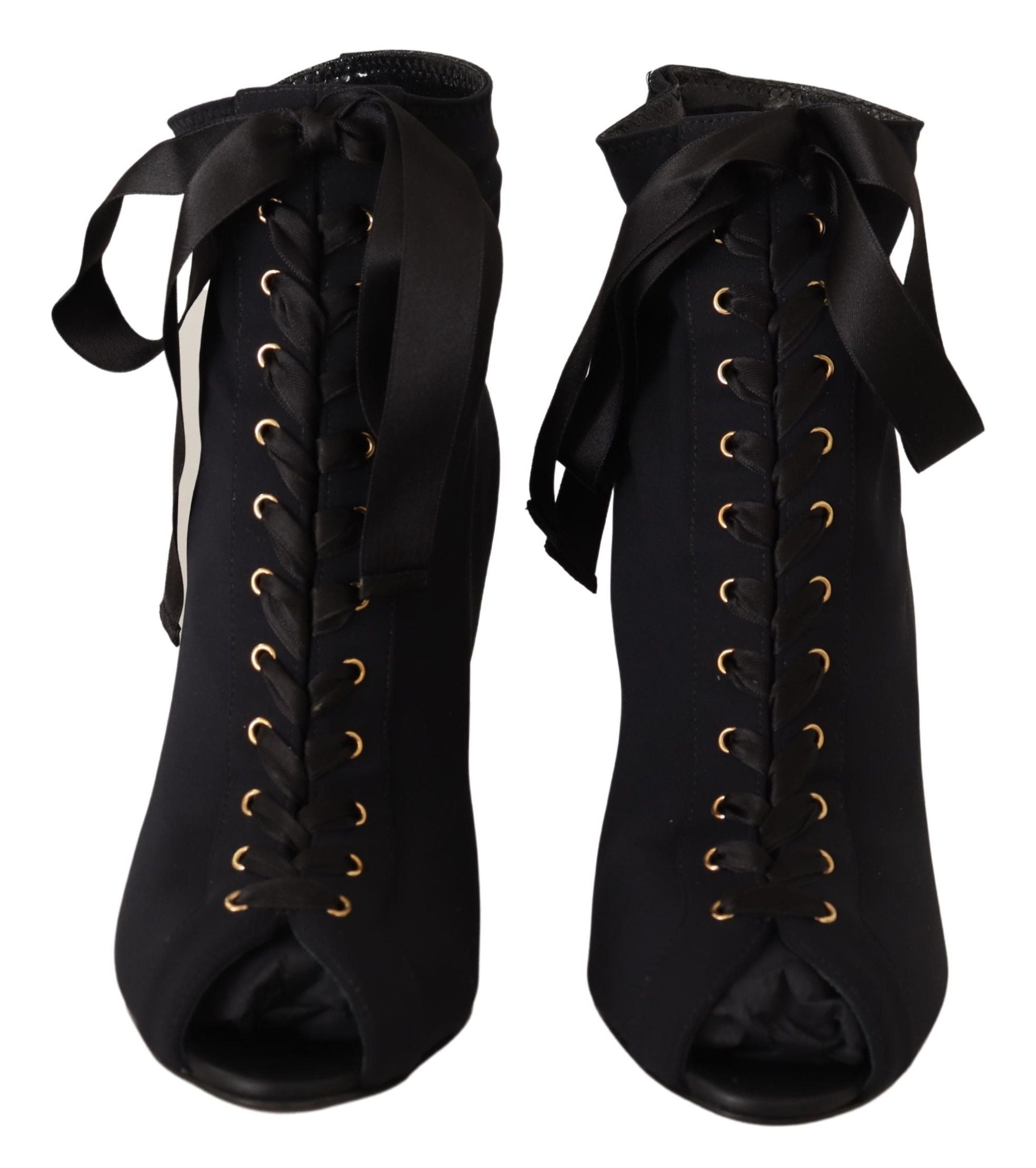 Dolce & Gabbana Black Short Stretch Boots Shoes-4