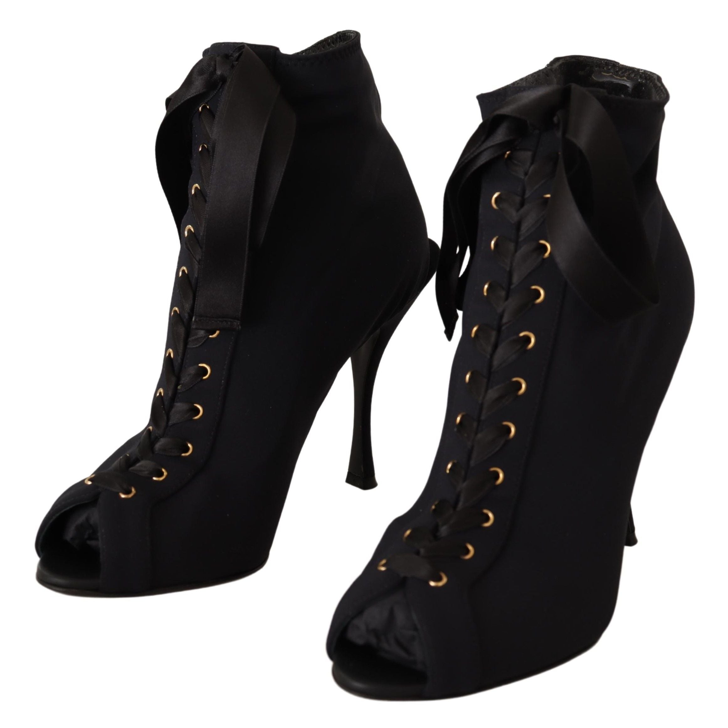 Dolce & Gabbana Black Short Stretch Boots Shoes-5