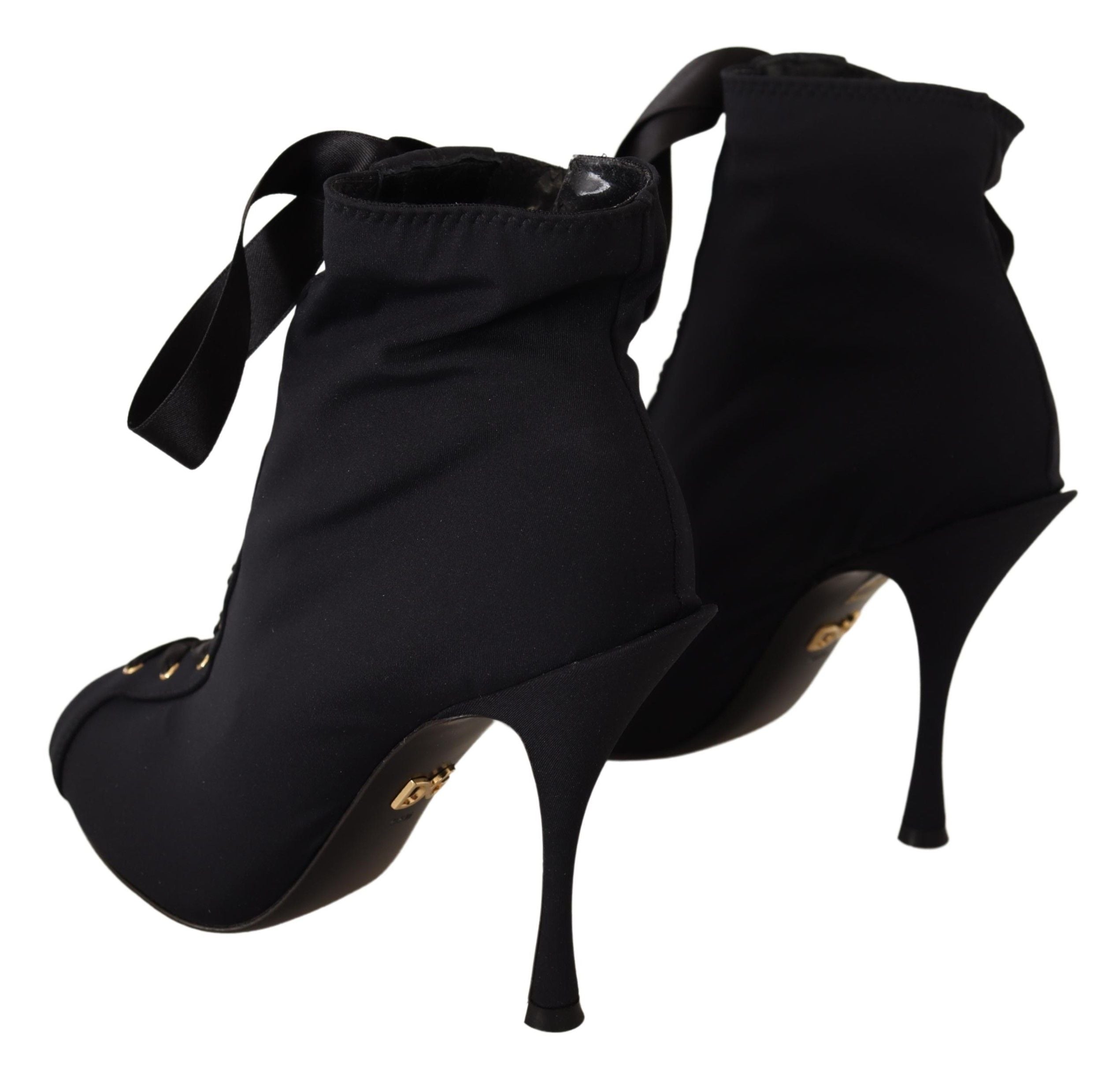 Dolce & Gabbana Black Short Stretch Boots Shoes-6