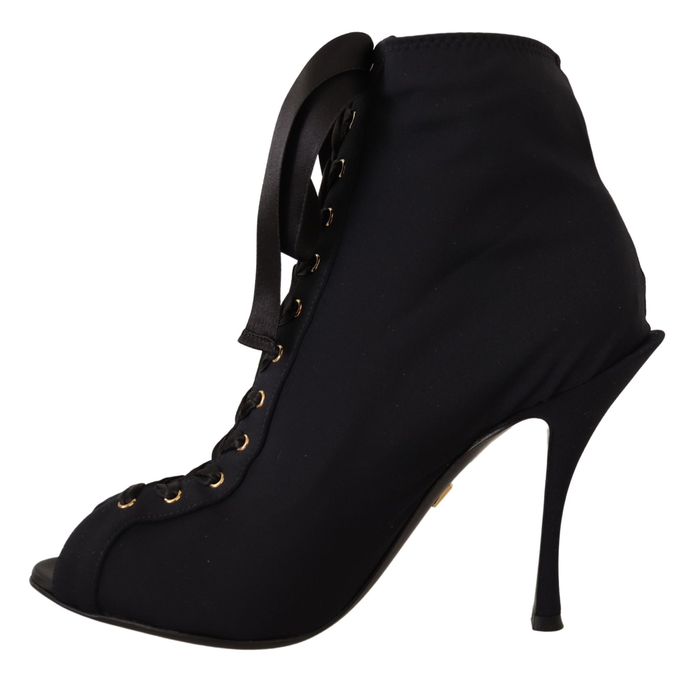 Dolce & Gabbana Black Short Stretch Boots Shoes-7