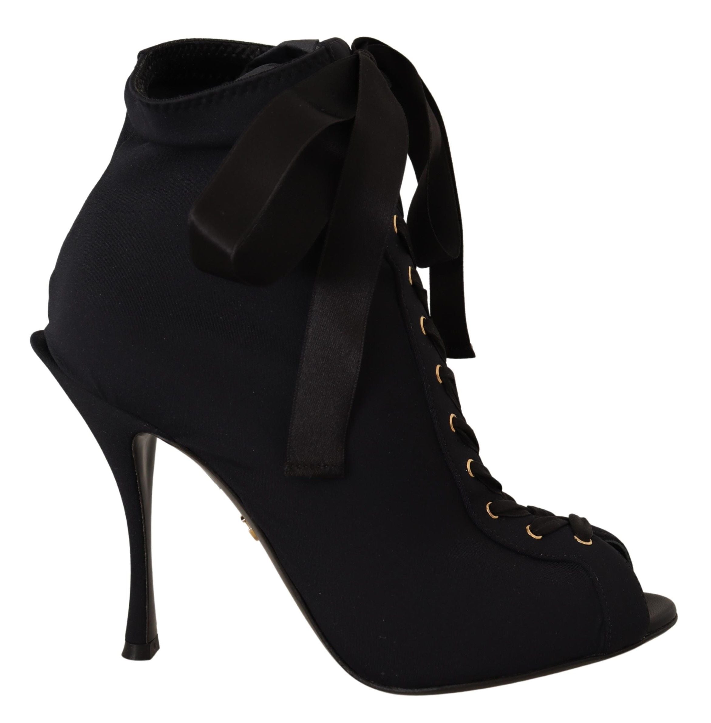Dolce & Gabbana Black Short Stretch Boots Shoes