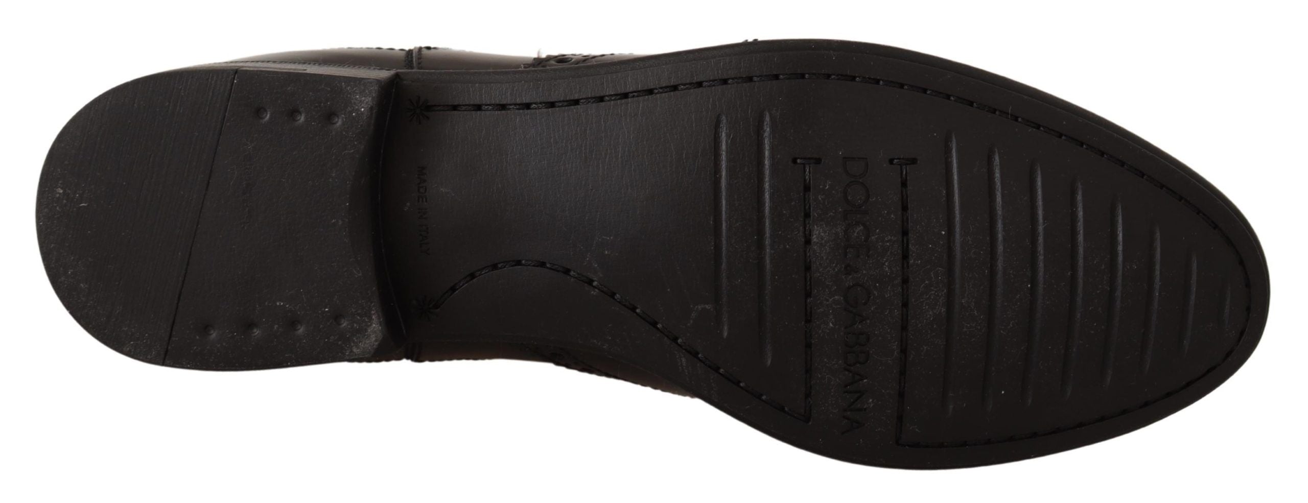 Dolce & Gabbana Black Leather Ankle High Flat Boots Shoes-4