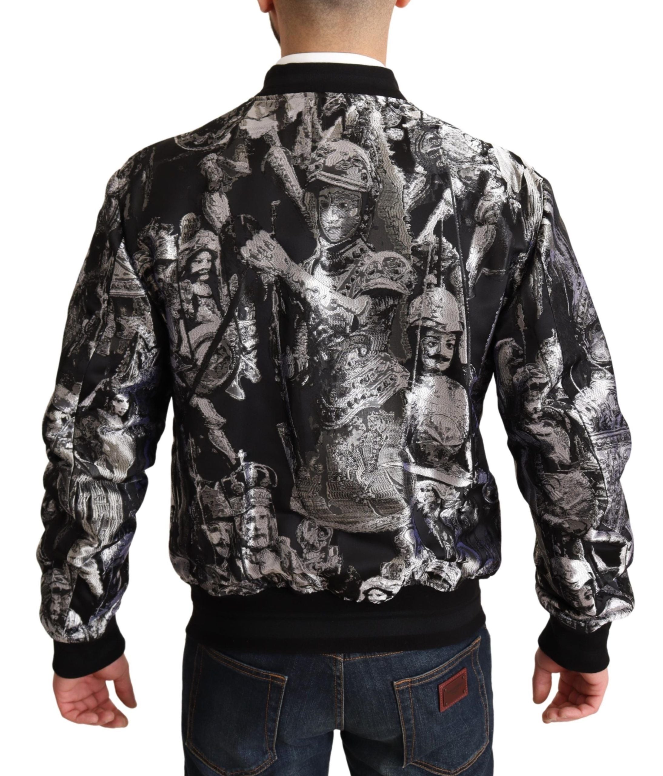 Dolce & Gabbana Black Silver Puppi Motif Bomber Jacket-3