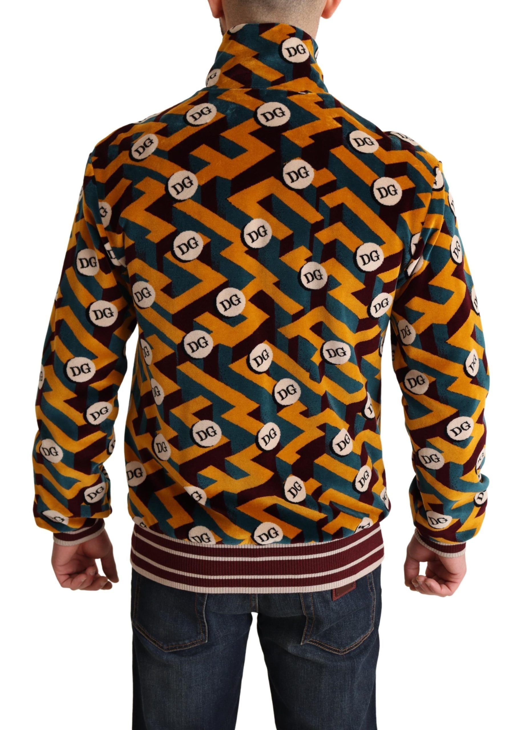 Dolce & Gabbana Multicolor Samt DG Logo Herren Pullover Jacke-3
