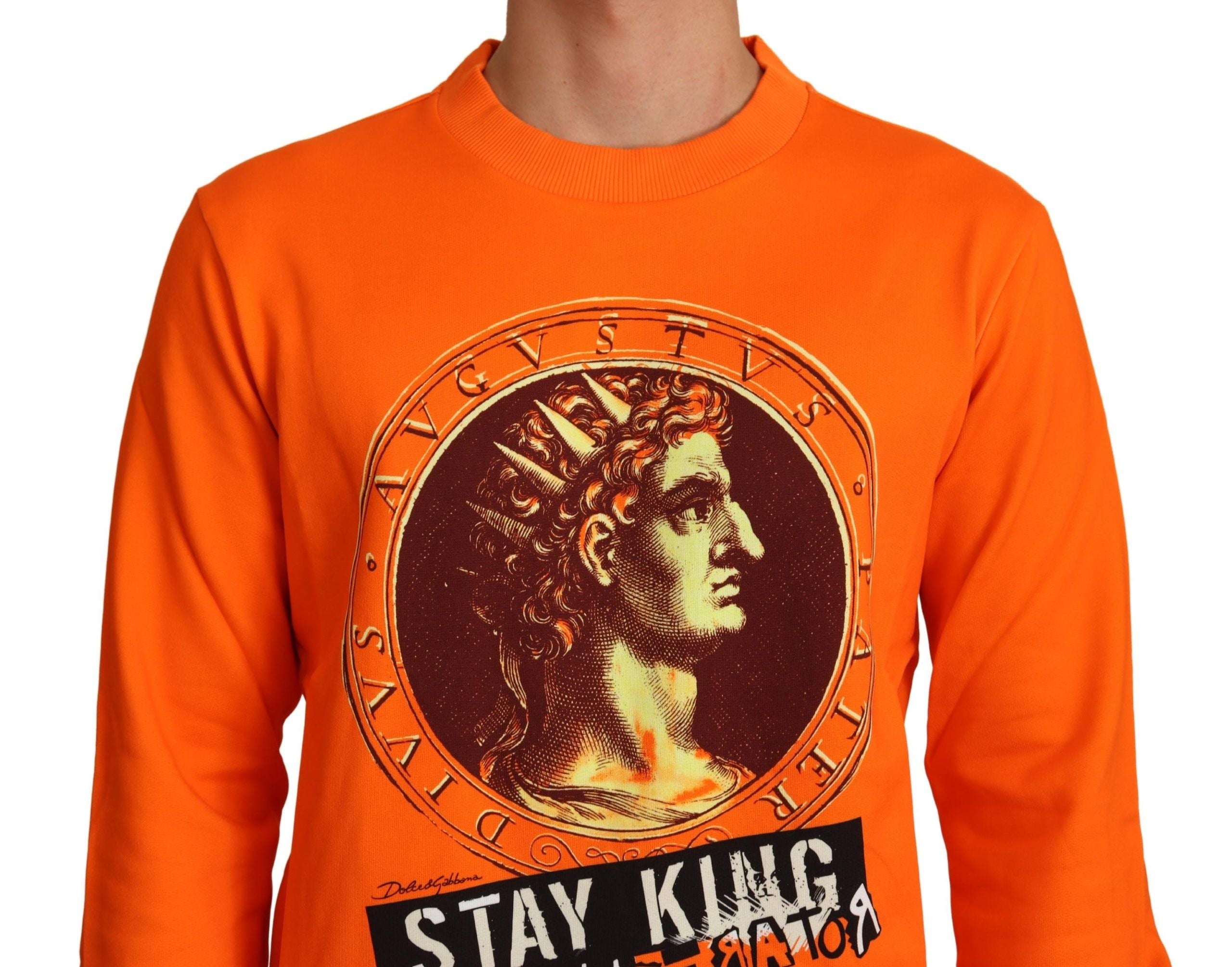 Dolce & Gabbana Orange King Caesar Cotton Sweater-3