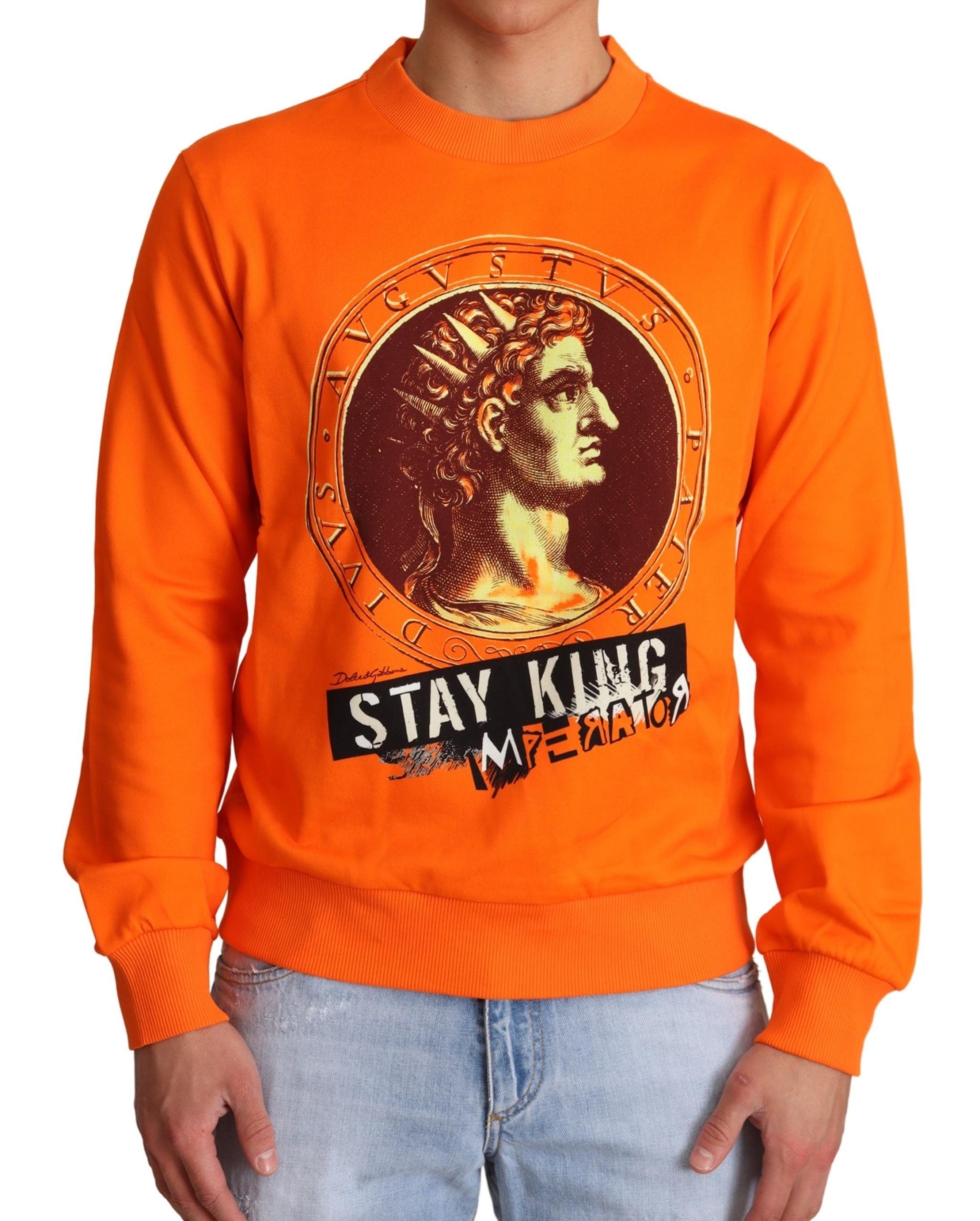 Dolce & Gabbana Orange King Caesar Cotton Sweater-1
