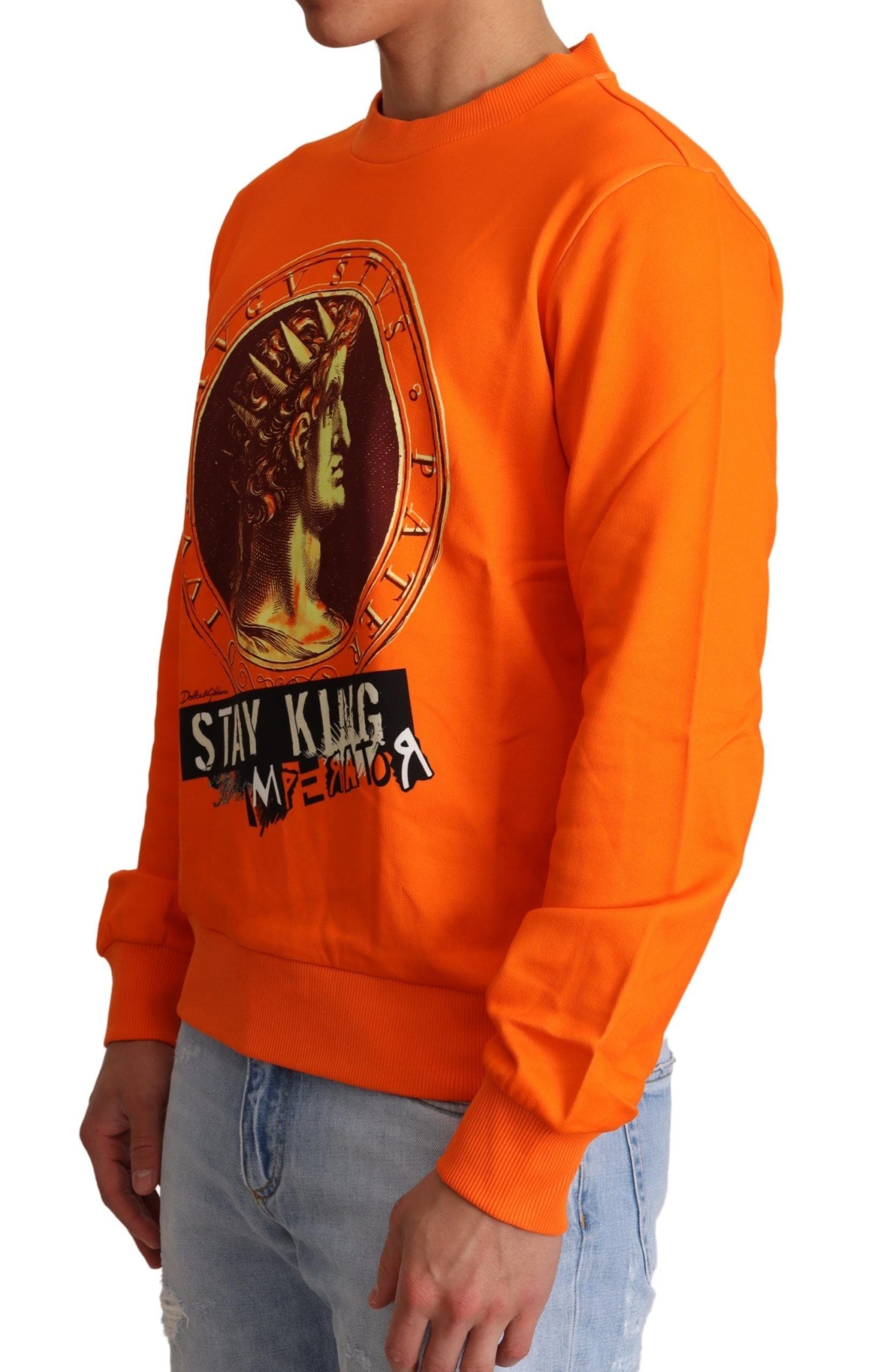 Dolce & Gabbana Orange King Caesar Cotton Sweater-4
