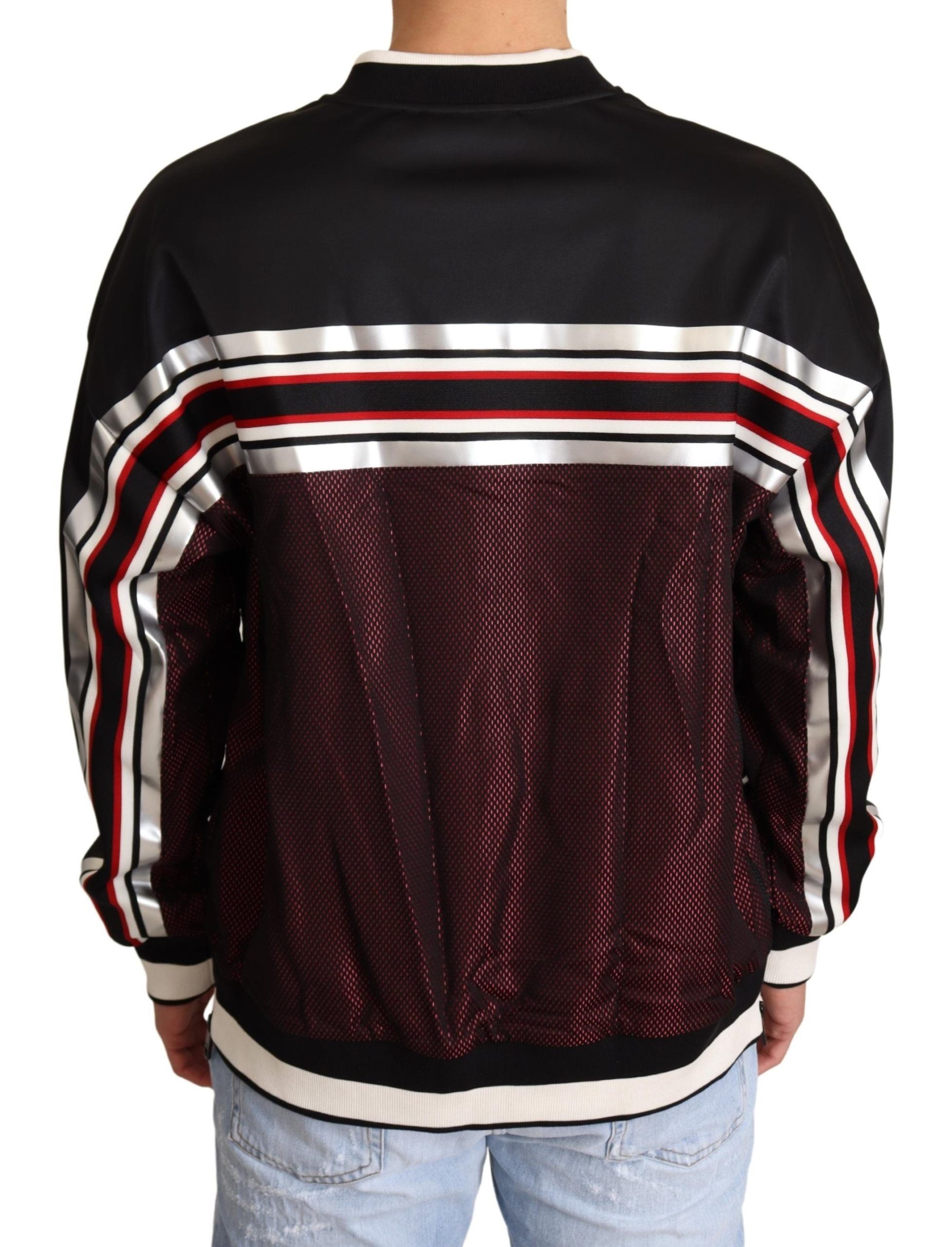 Dolce & Gabbana Black and Red Mesh Sport Pullover with Round Neck-2
