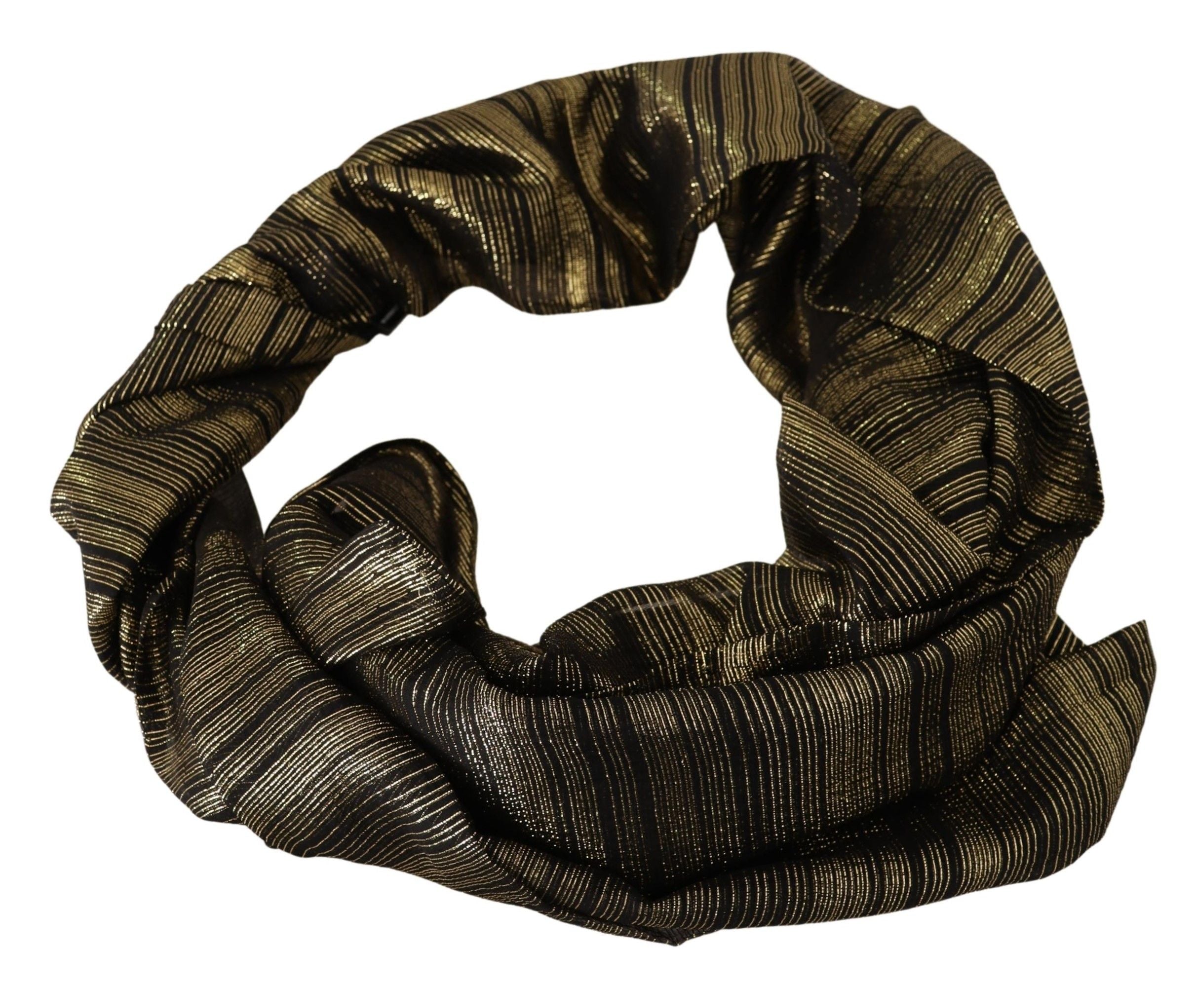 Dolce & Gabbana Metallic Gold Silk Stretch Scarf Wrap Scarf-2